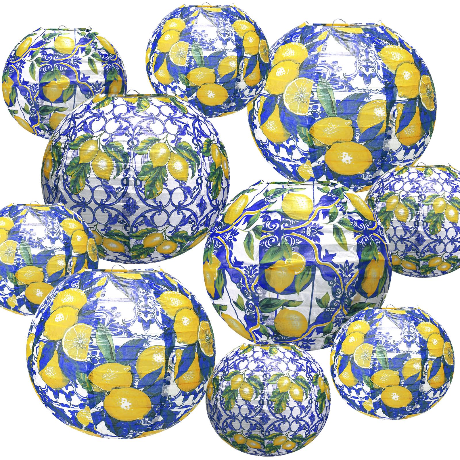 Motimind 10 Pcs Amalfi Coast Paper Lantern Kit Capri Positano Lemon Party Lemon Supplies Summer Mediterranean Decorations Lemon 