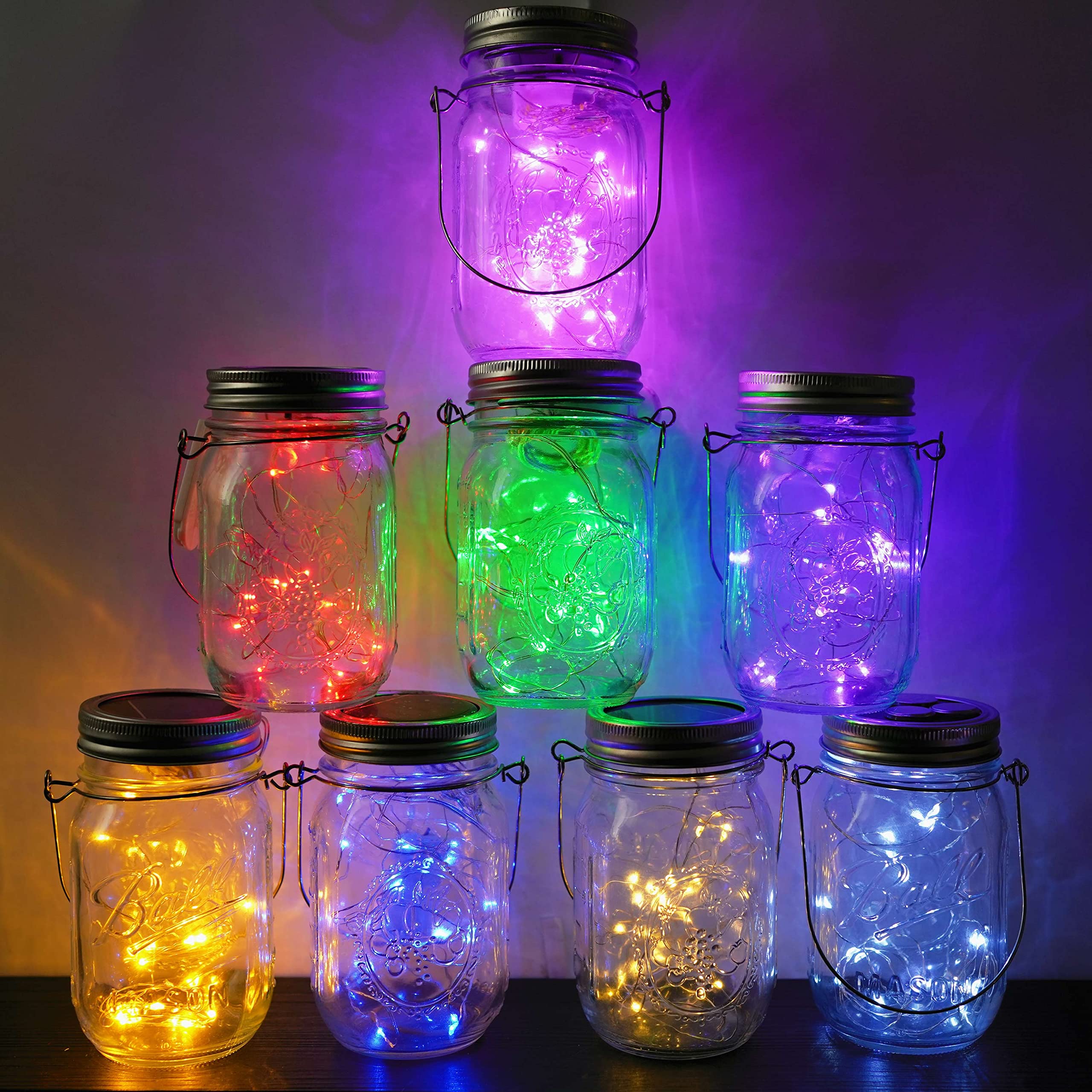 Cynzia 30Led Solar Mason Jar Lights, 8 Pack Jar Lid String Lights (No Jars), Waterproof Fairy Firefly Light For Garden, Patio, O