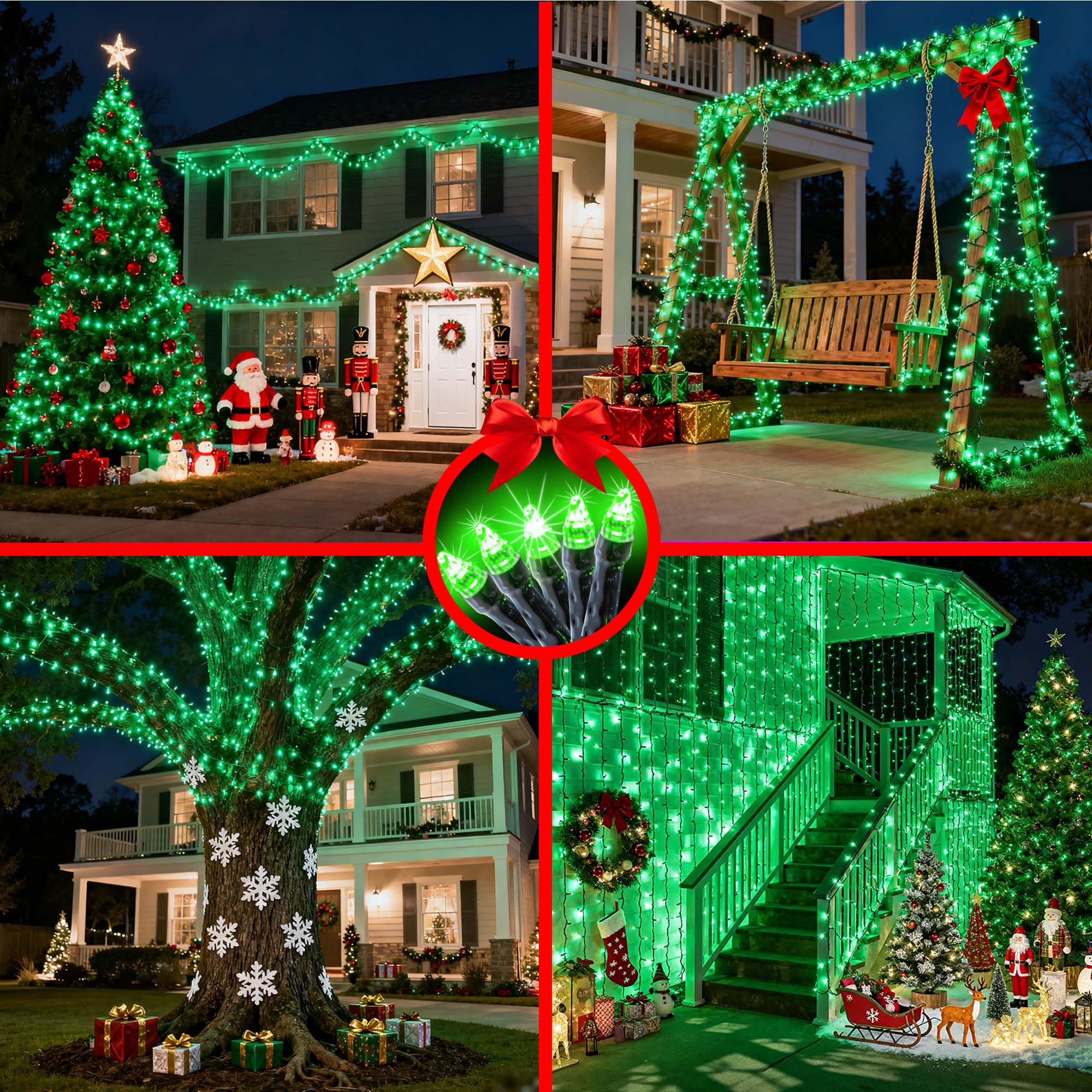 340 Led 90Ft Christmas String Lights Outdoor  12 Pro Modes And Timer Memory & Brightness  Plug In Outdoor Waterproof Clear Wire Twinkle Light For For Xmas Yard Tree Wedding Party Decor (Green)