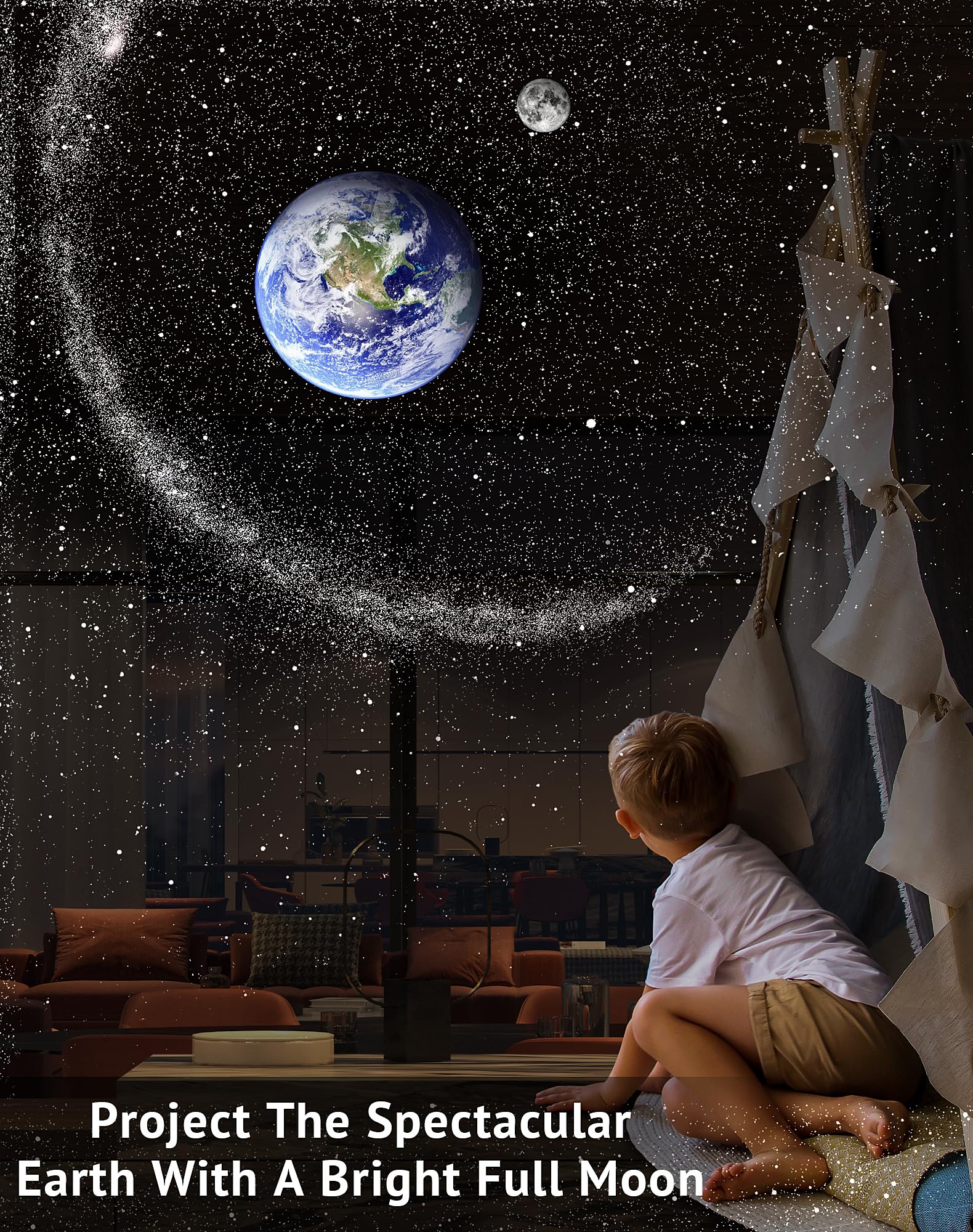 LaView Galaxy Star Projector - HD Home Planetarium, 130 ft² Area, Blue, Model LV-X1-L-US, Remote Control, Auto-off Timer, 6K Discs