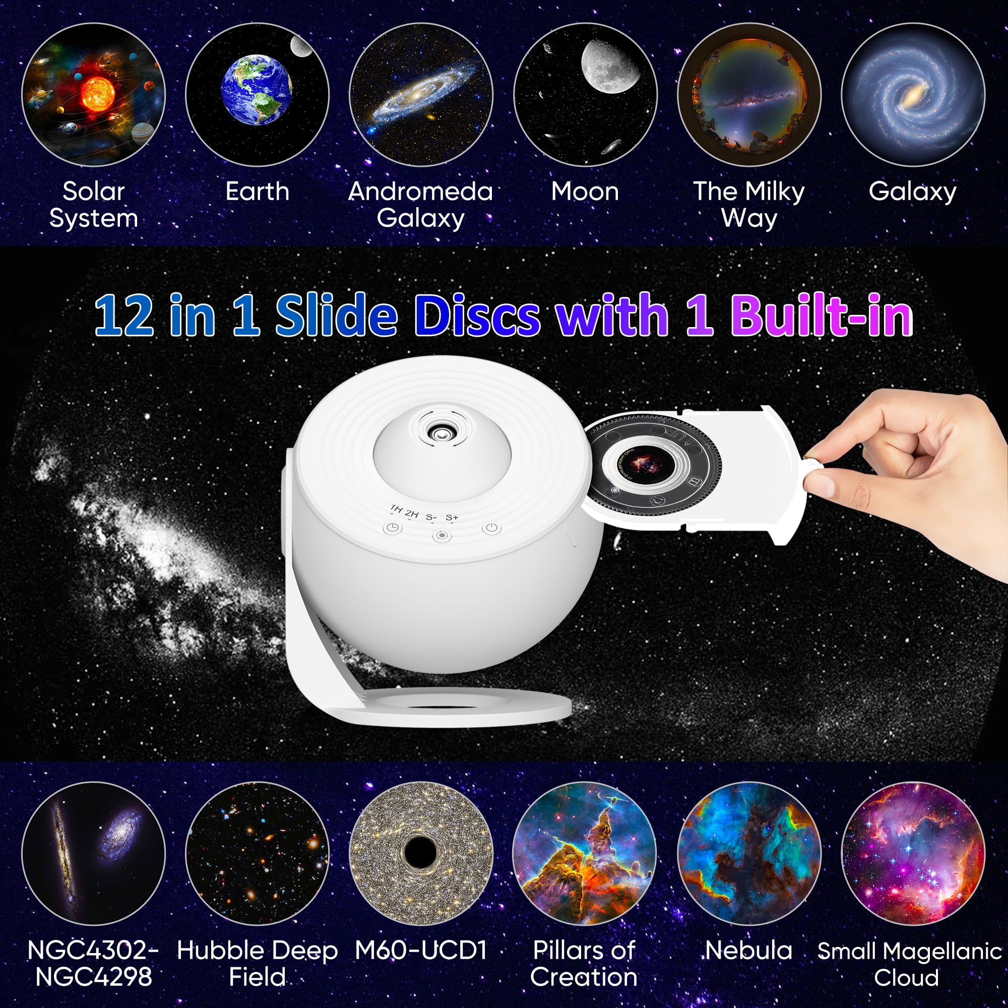 Xeefeel Star Projector, 13 In 1 Hd Galaxy Projector For Bedroom, 360 Rotating Planetarium Projector With 1H 2H Timer And Simple