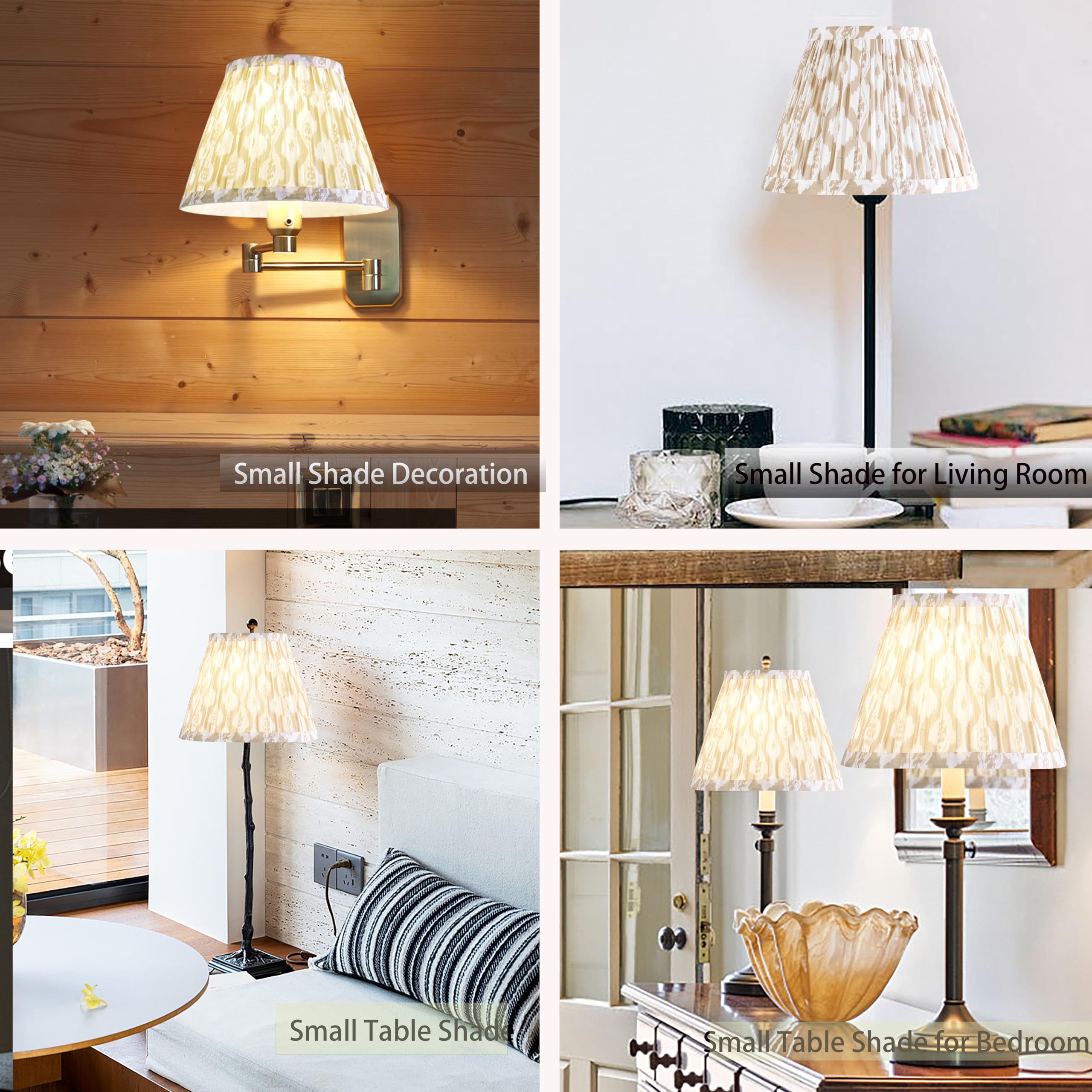 Go&So Small Pleated Art Deco Lamp Shade - Vintage Multi-Floral Design, 5X9X6.4 In, Spider Replacement Shade For Table & Wall Lamps