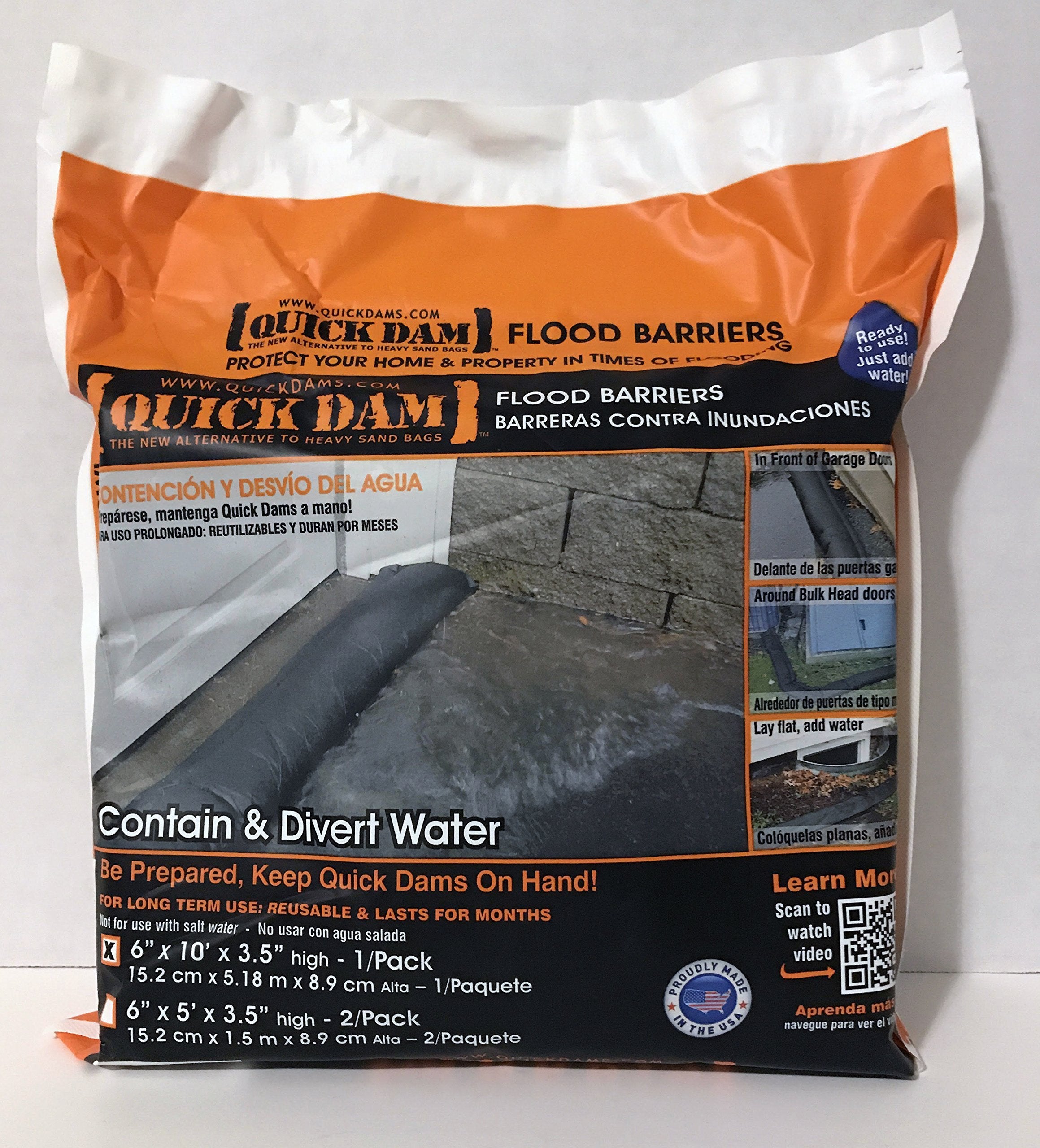 Quick Dam Flood Barrier, 10ft, Black, Polypropylene & Polymer, Model QD610-1ES