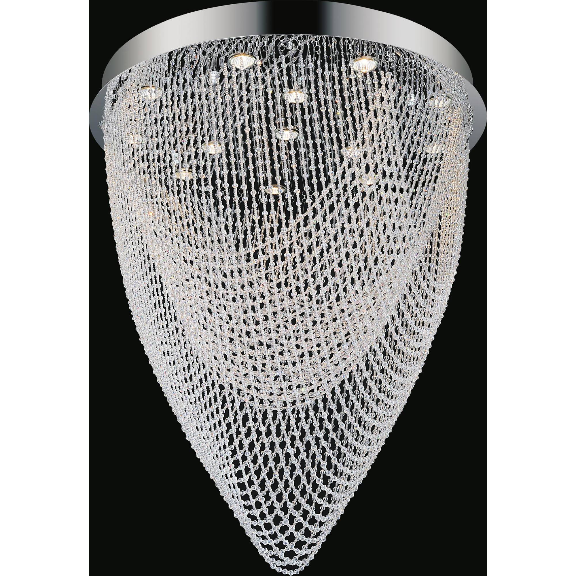 CWI Lighting Wave 13 Light Transitional Metal Flush Mount Light in Chrome