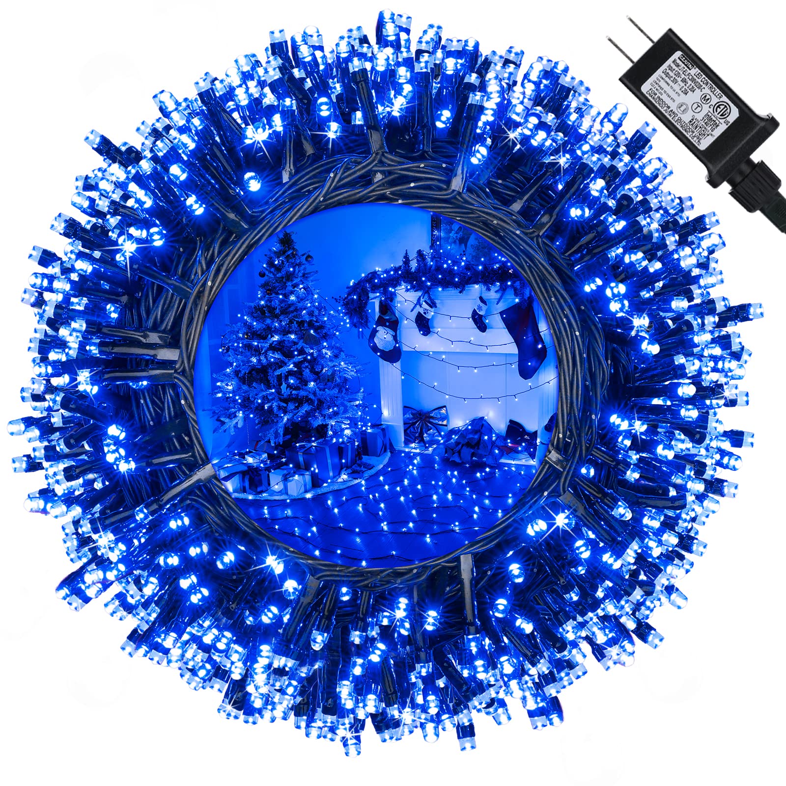 114ft Christmas String Lights Outdoor, 300 LED Christmas Lights Connectable with Timer, 8 Modes Christmas Tree Lights Fairy Twin