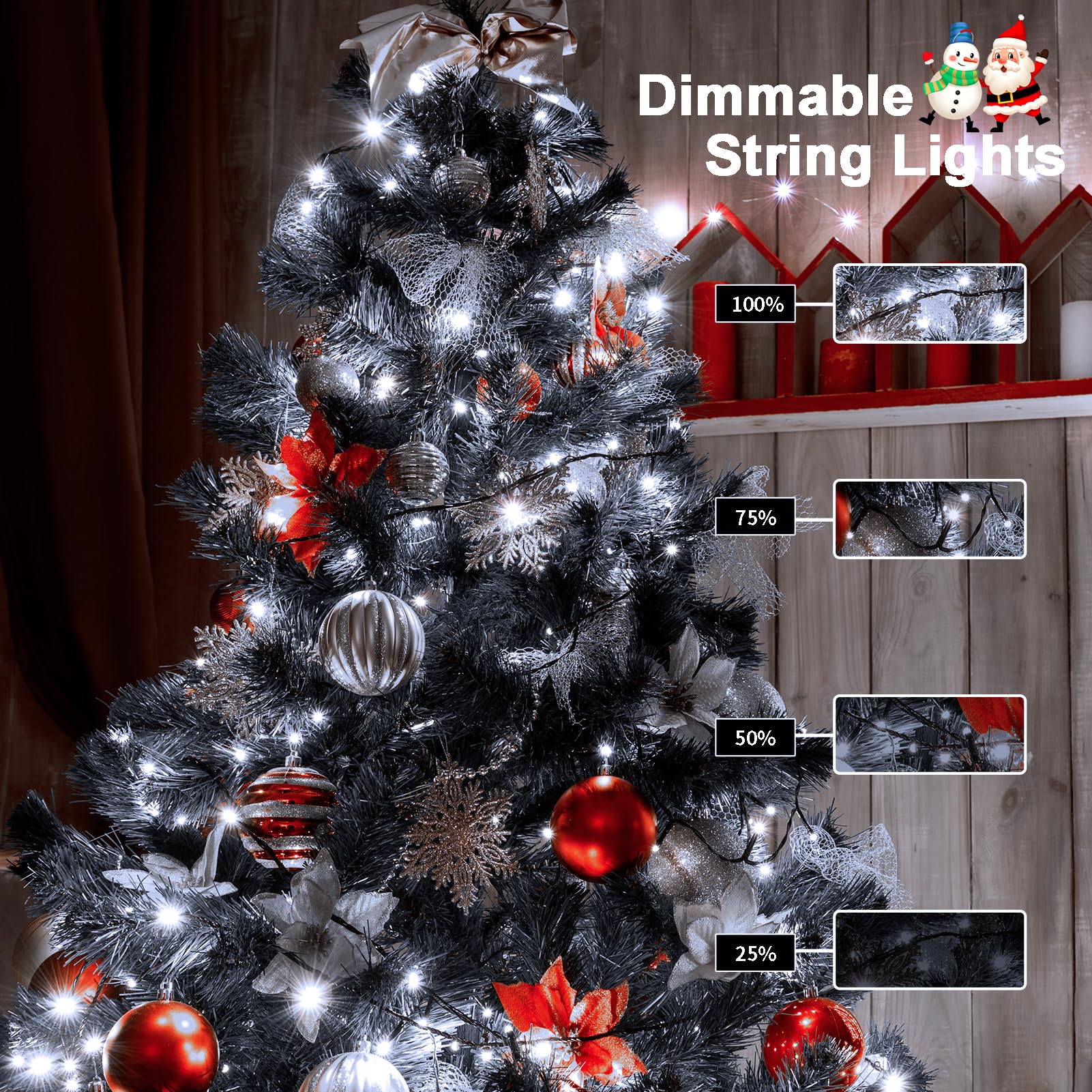 Zaiyw 200 Led String Lights Battery Operated, 66Ft Cool White, Remote Timer, 8 Modes, Dark Green Wire