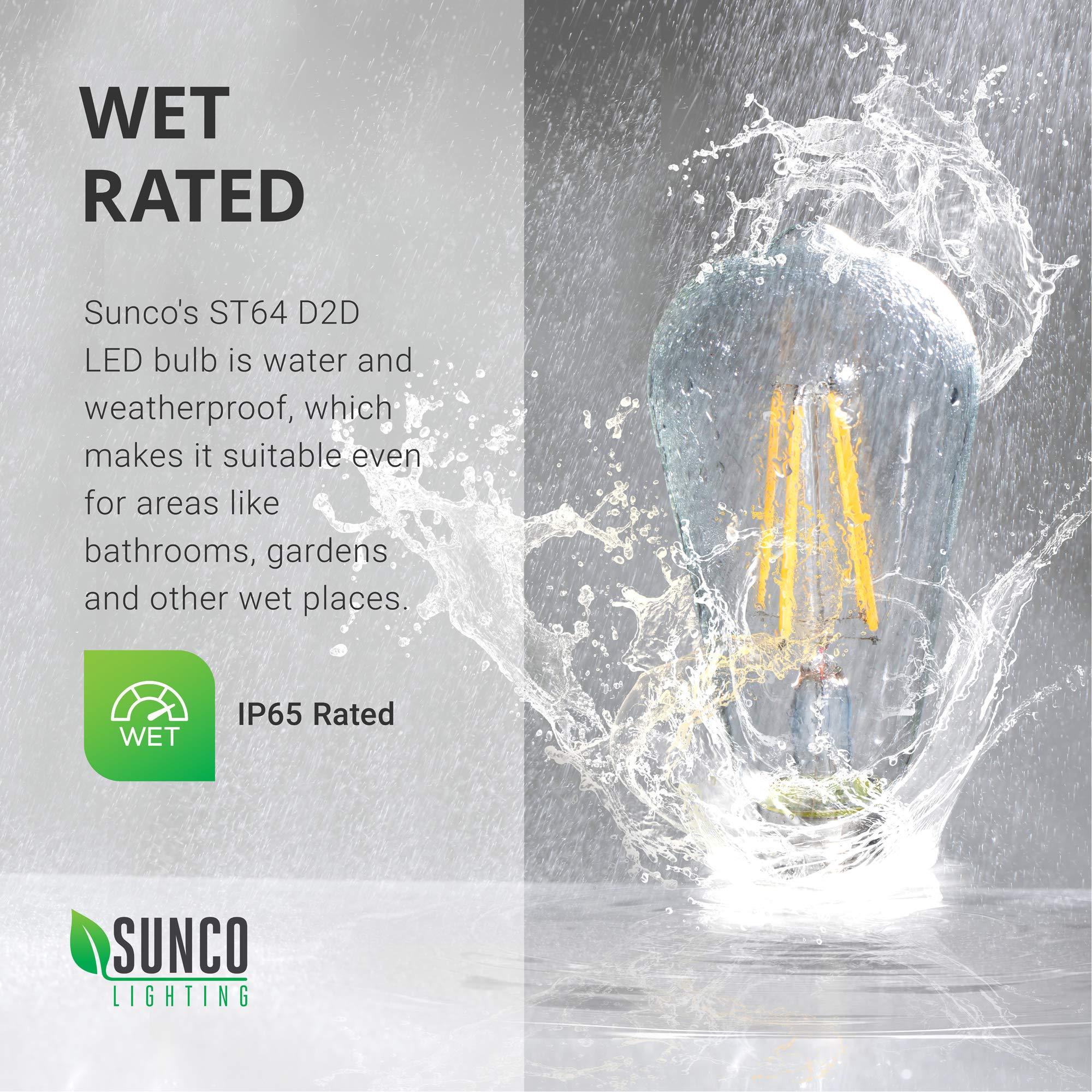 Sunco Lighting LED Dusk to Dawn Bulbs, 3000K Warm White, 7W Equivalent, ST64, E26 Base, 800 LM, 6 Pack