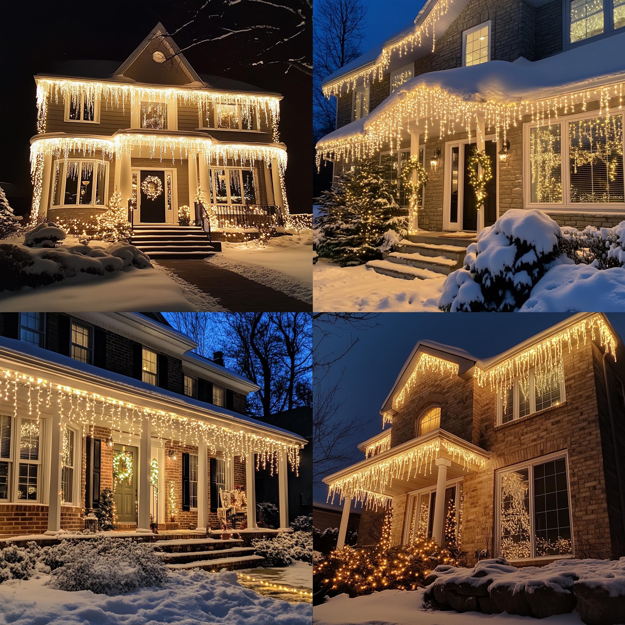 Dazzle Bright Christmas Icicle Lights  88.5 Ft 1080 Led 8 Modes Curtain Fairy Lights With 180 Drops  Xmas String Lights For Outdoor Holiday Wedding Party Decorations (Warm White)