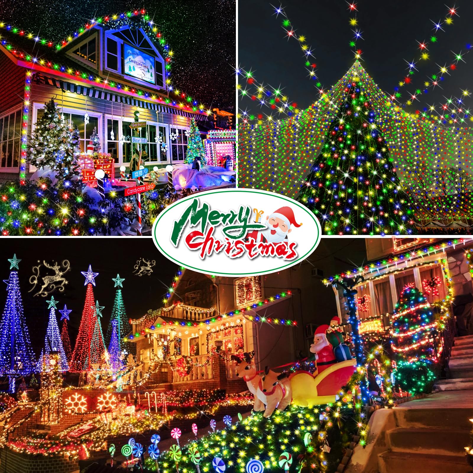Hezbjiti 2 Pack 1000 Led 403 Ft Christmas String Lights Outdoor  8 Lighting Modes Ip44 Waterproof Fairy Lights With Timer And Dimmable Function For Party Tree Decorations (Multicolor  Green Wire)