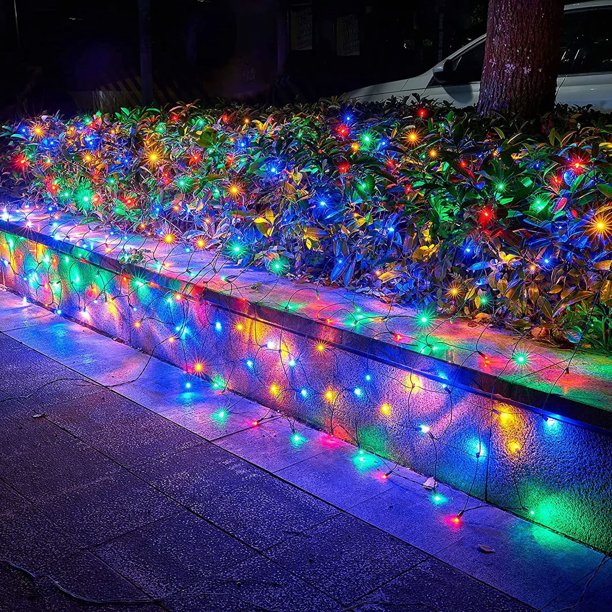 Dazzle Bright 200 LED Net Lights - 9.8FT x 6.6FT, Multicolor, Green Wire, 8 Lighting Modes for Indoor/Outdoor Decorations