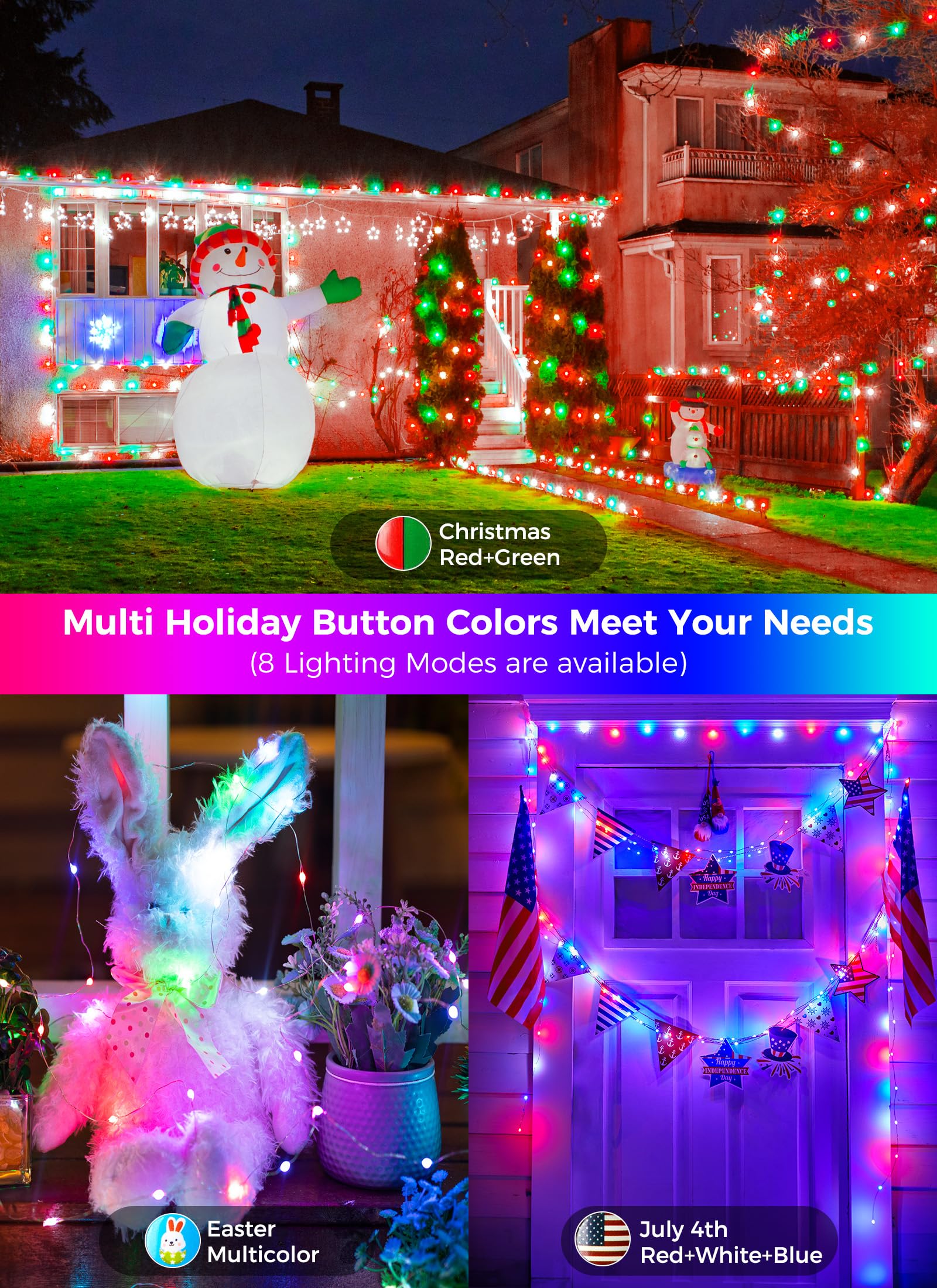 Brightown Fairy Lights - 66FT 200 LED Color Changing String Lights with Remote, 22 Colors, Ideal for Indoor Decor, Plastic