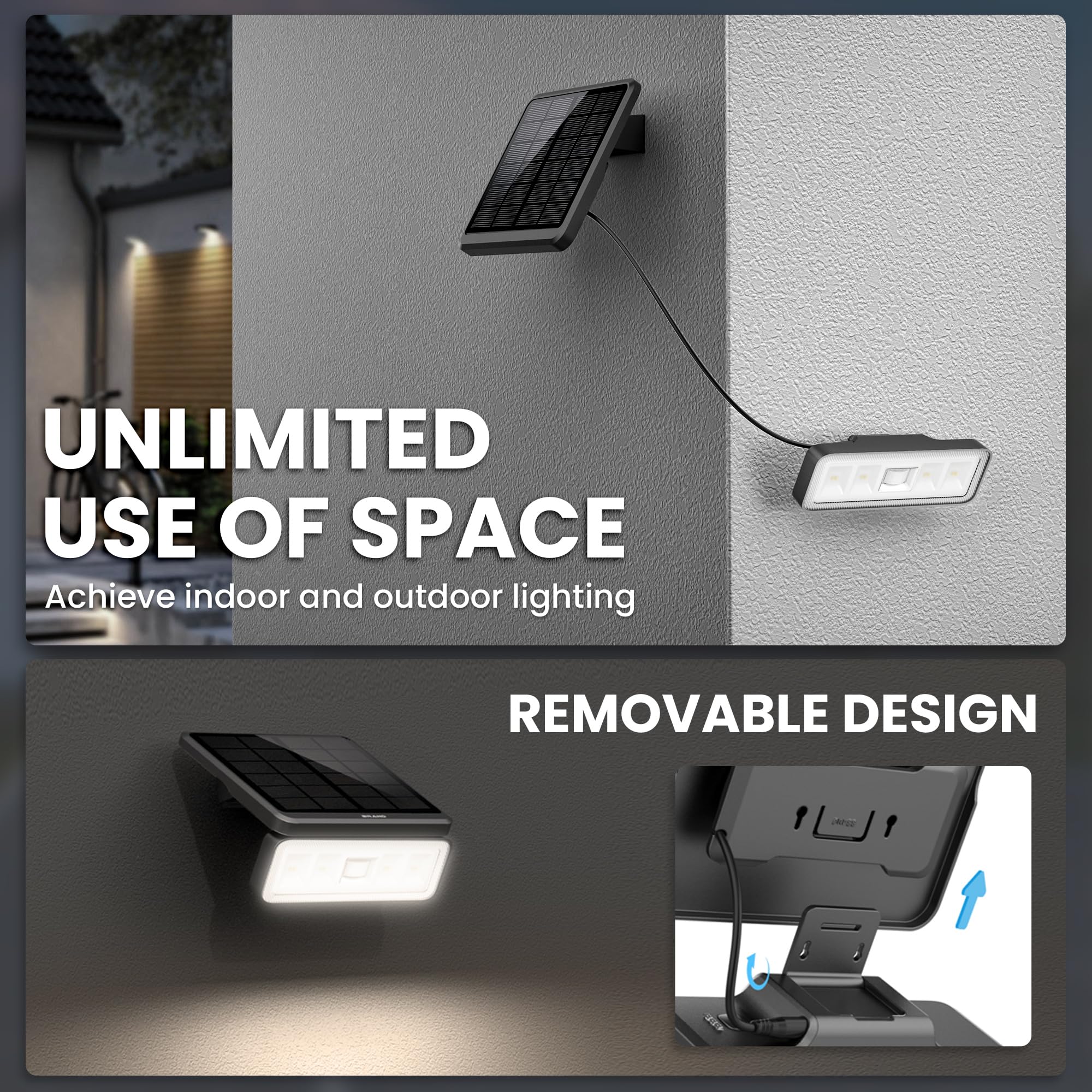 Auderwin Solar Flood Lights Outdoor 4000Lm, Motion Lights Removable, Spot Light Outside Ip67 Waterproof, Solar Powered Security