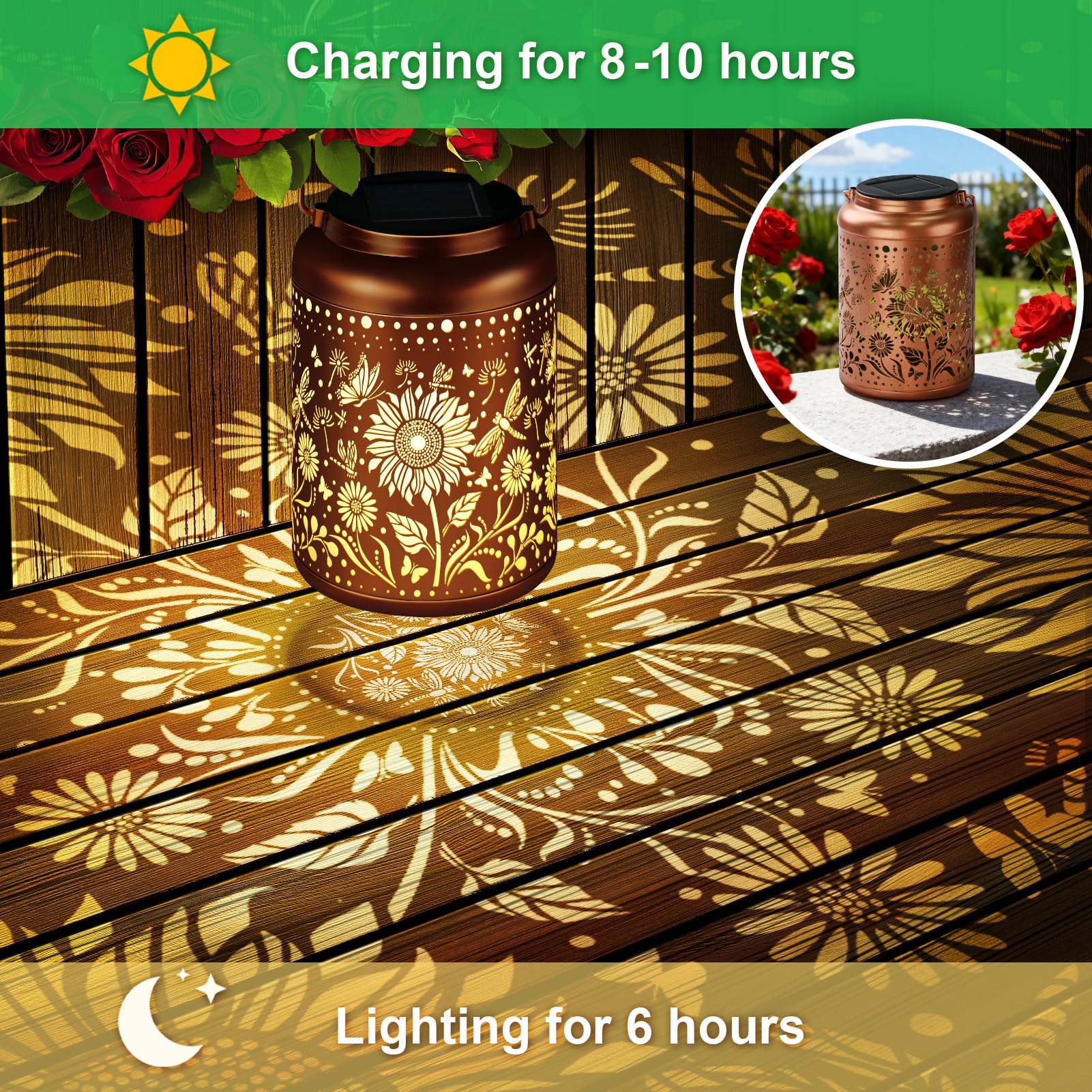 Birthday Gifts For Women Mom Grandma  Sunflower Gardening Gifts For Women  Solar Lantern Outdoor Waterproof Garden Decor Hanging Solar Lights Yard Decorations Outdoor  Backyard  Patio  Porch