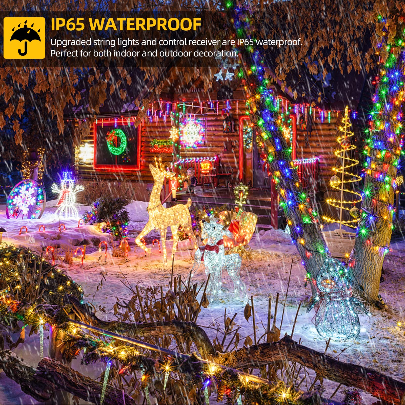 OUTYLTS 1000 LED 328ft 11 Modes with Timer Remote Christmas String Lights IP55 Outdoor Waterproof UL Certificated Indoor Fairy L