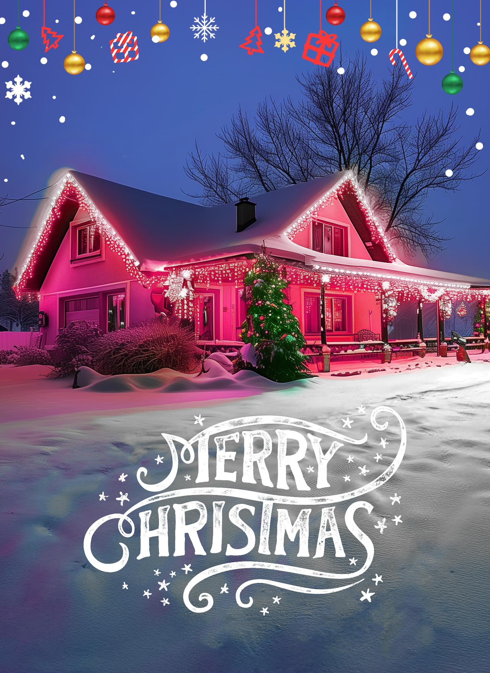 Minetom C9 Christmas String Lights, 100 LED, 100 FT, Waterproof, Pink and Pure White, Model GYPI-O100LAU