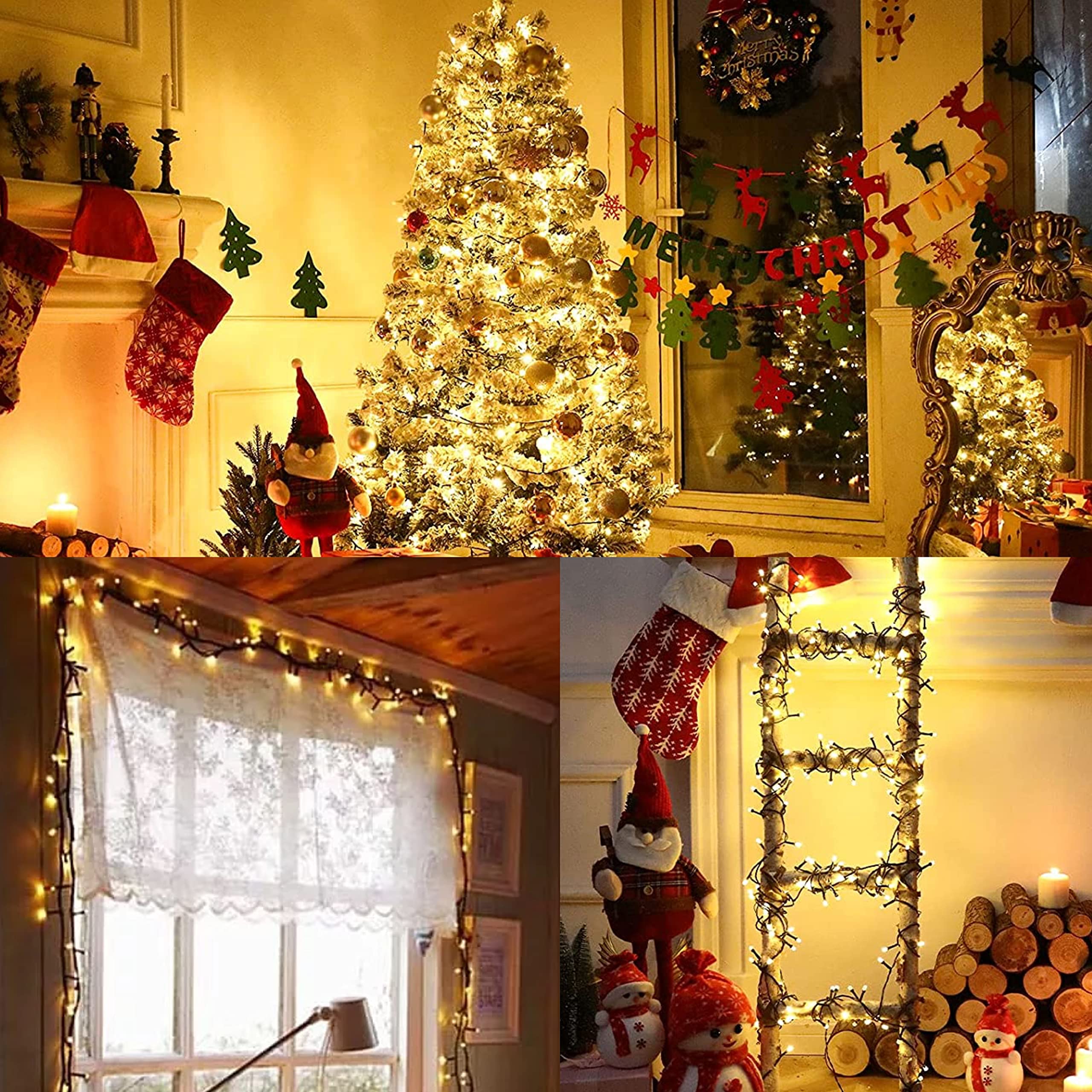 YEGUO 500 LED Christmas Lights, Warm White, Waterproof, Green Wire, 165ft, Model JT-EL/FC300V0200-C