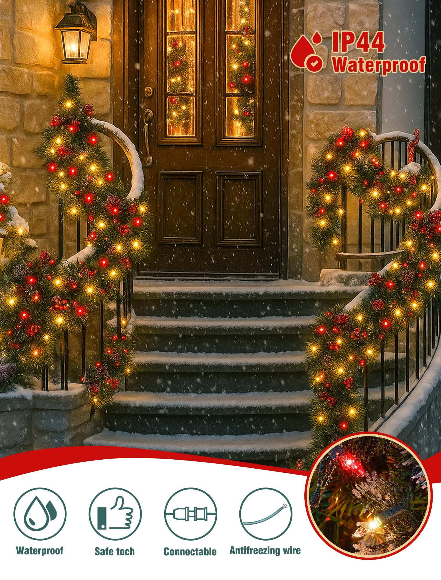 Hopolon Christmas Lights Indoor Outdoor  2 Pack 13 Ft 50 Count Incandescent Mini String Light  Green Wire Christmas Tree Lights Waterproof For Holiday Wedding ValentineS Day Decor  Red And Clear