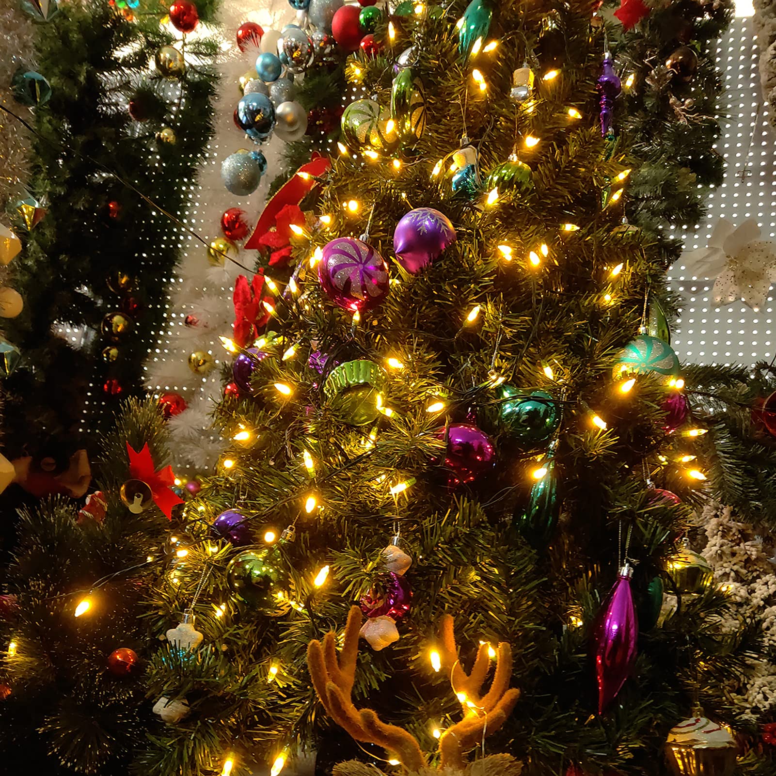 ASENEK Christmas Lights - 33ft 100LED Battery Operated String Lights, Warm White, Indoor/Outdoor, with Timer & 8 Modes, 2 Pack