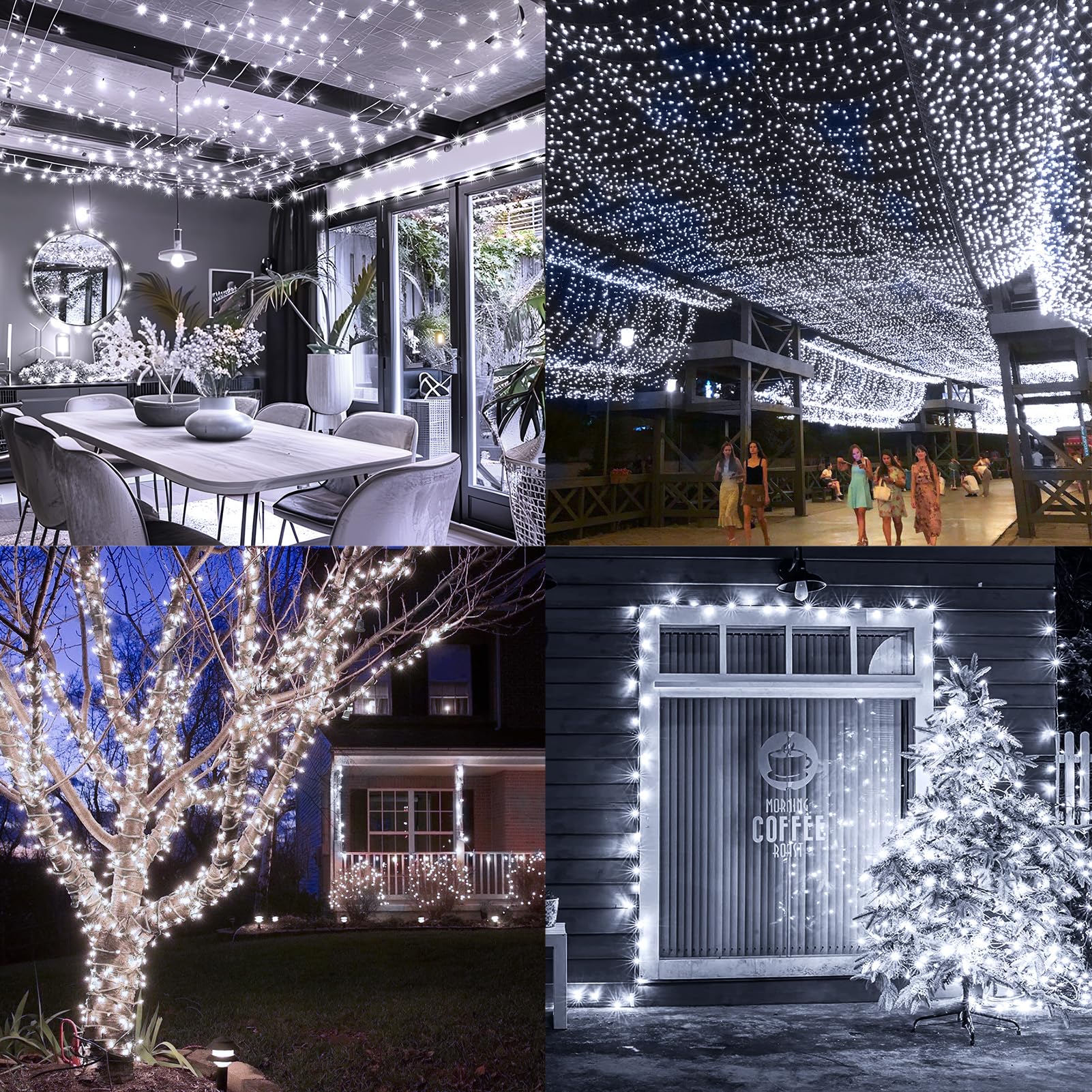 KNONEW Outdoor Christmas Lights 1000 LED 403ft String Lights Cool White Waterproof with Timer, Model 68KN-168LIG-NIU