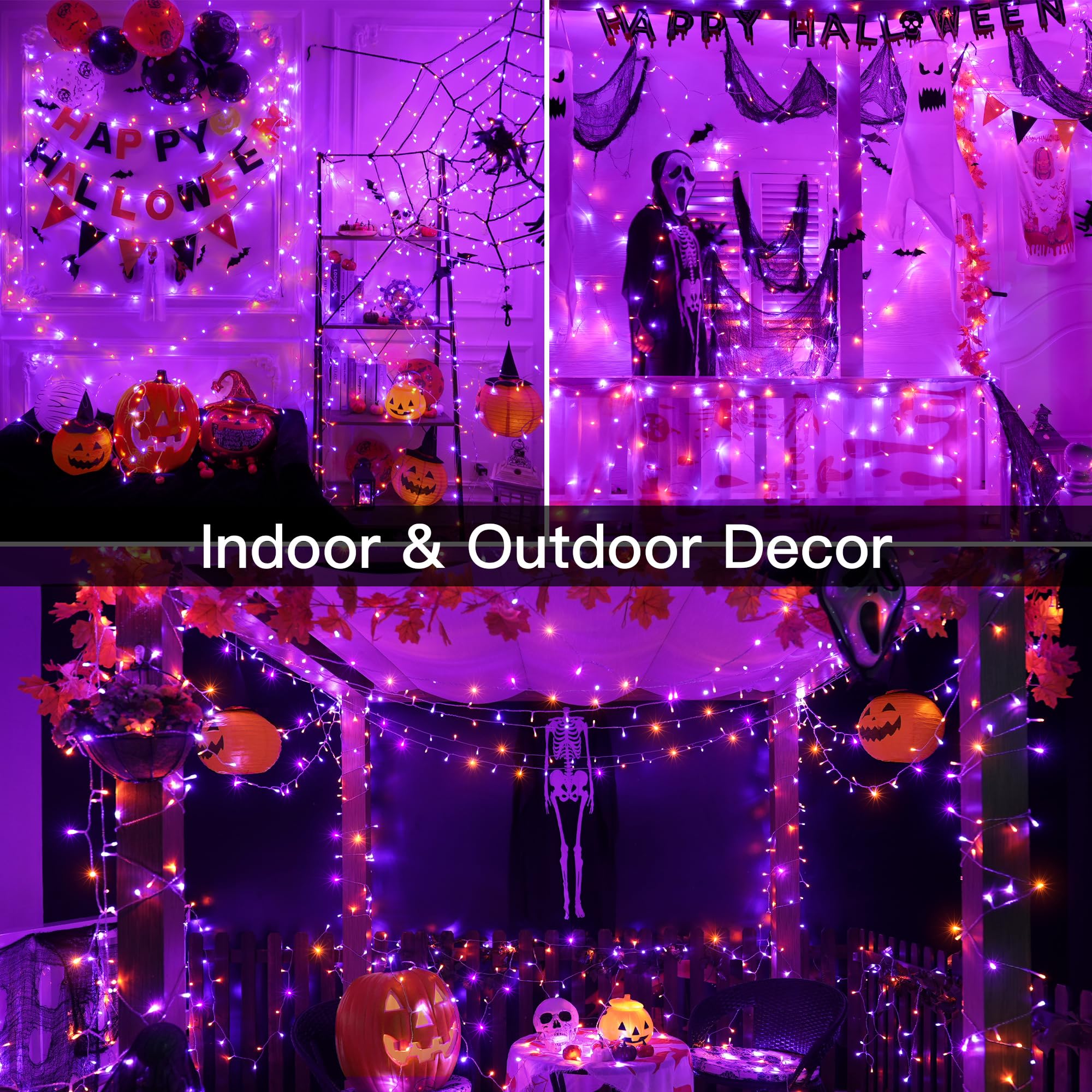 shineshine String Lights 49FT 150LED, Purple+Orange, HG-29V153C