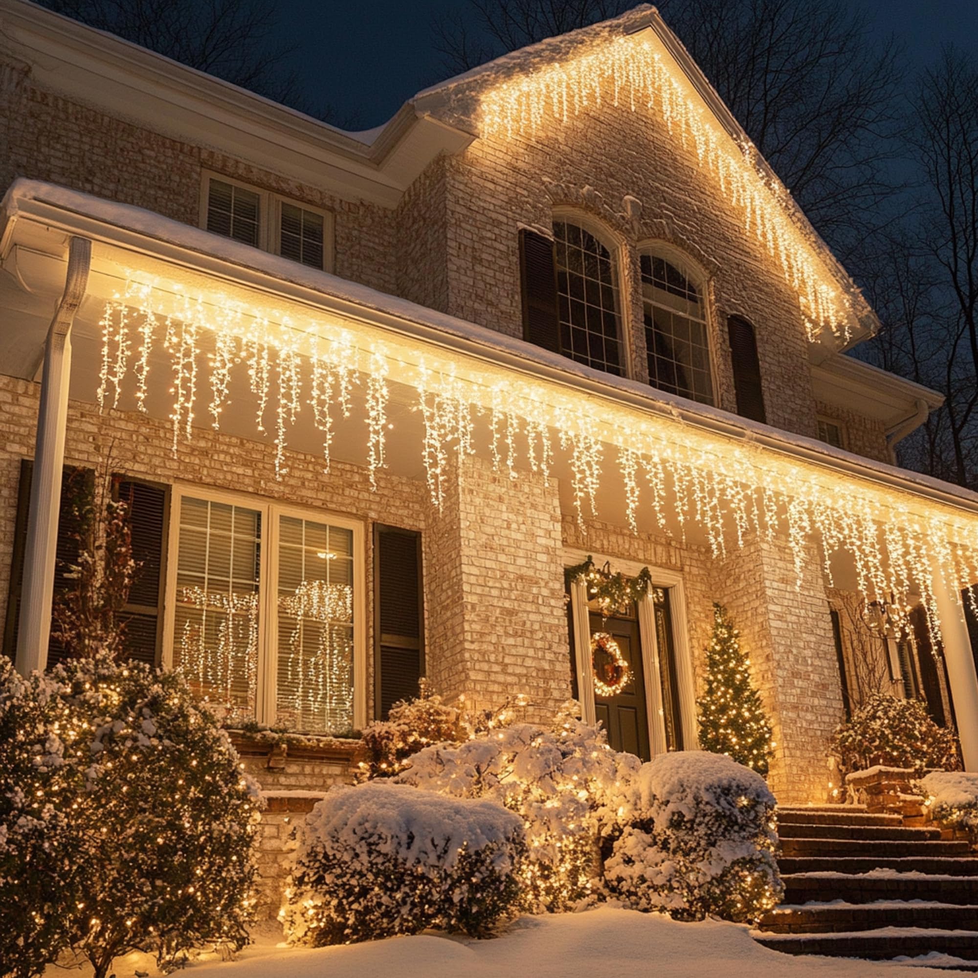 Dazzle Bright Christmas Icicle Lights  88.5 Ft 1080 Led 8 Modes Curtain Fairy Lights With 180 Drops  Xmas String Lights For Outdoor Holiday Wedding Party Decorations (Warm White)