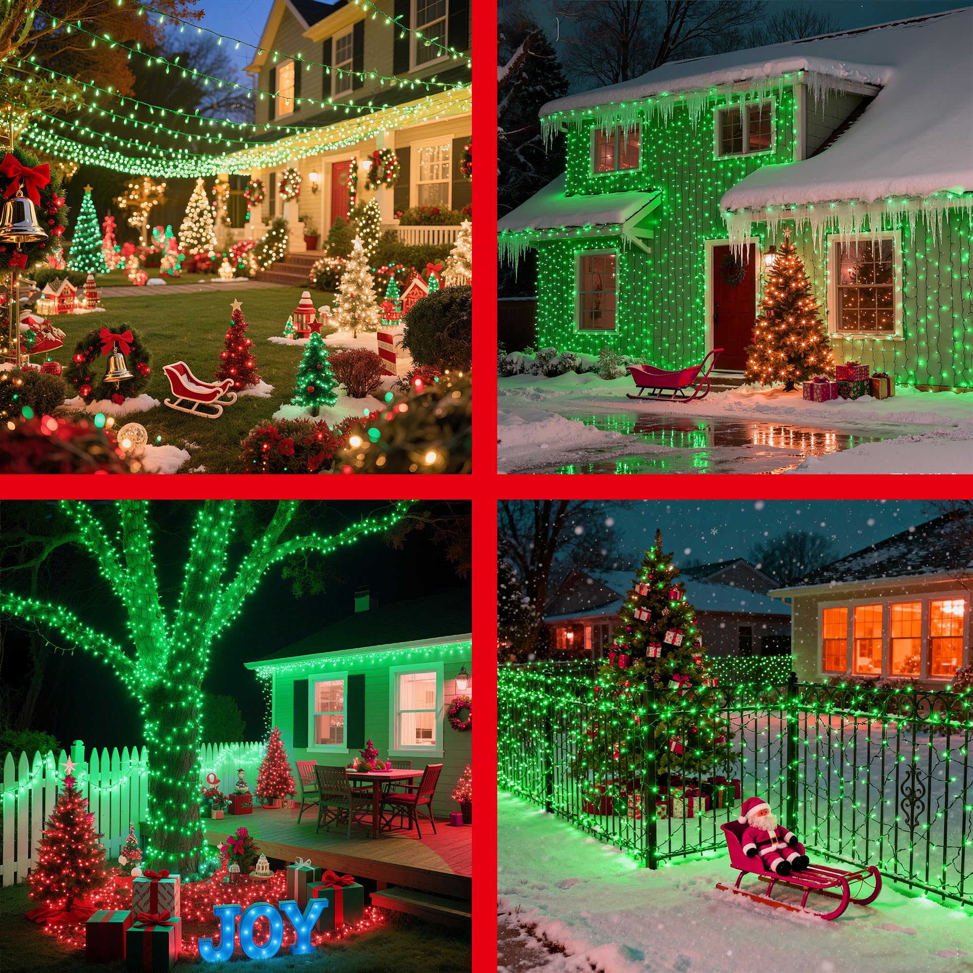 Xikengshq 750Led Christmas Lights Outdoor Use  240Ft 12 Modes Green Led String Lights With Timer Dimmable  Waterproof Christmas Tree Lights For Xmas Patio Yard Fence Balcony Garden Party Decor Green