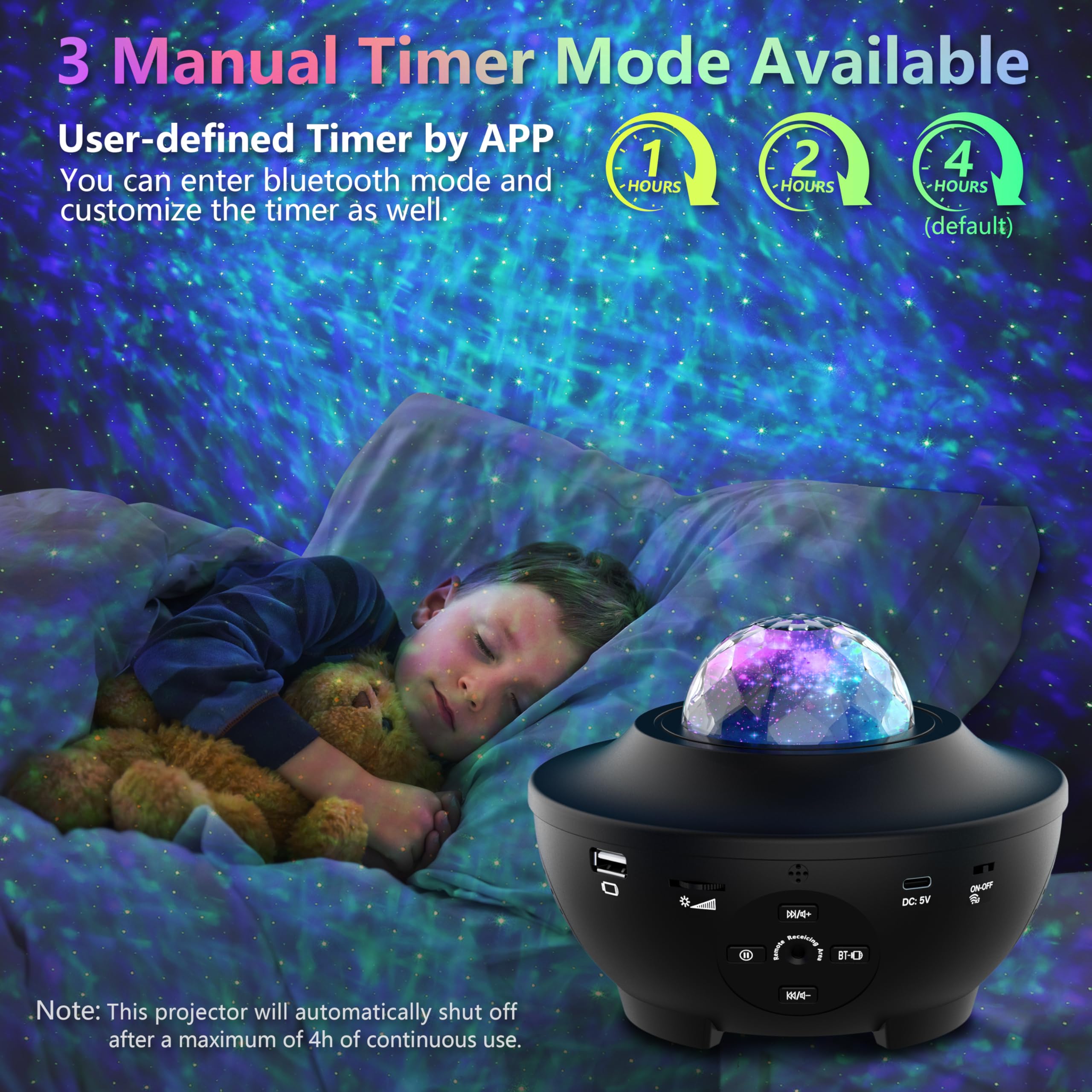 Flyeagle Galaxy Projector For Bedroom, Light Projector Star Projector Galaxy Light With Bluetooth Speaker, Timer, App & Remote Control For Kids