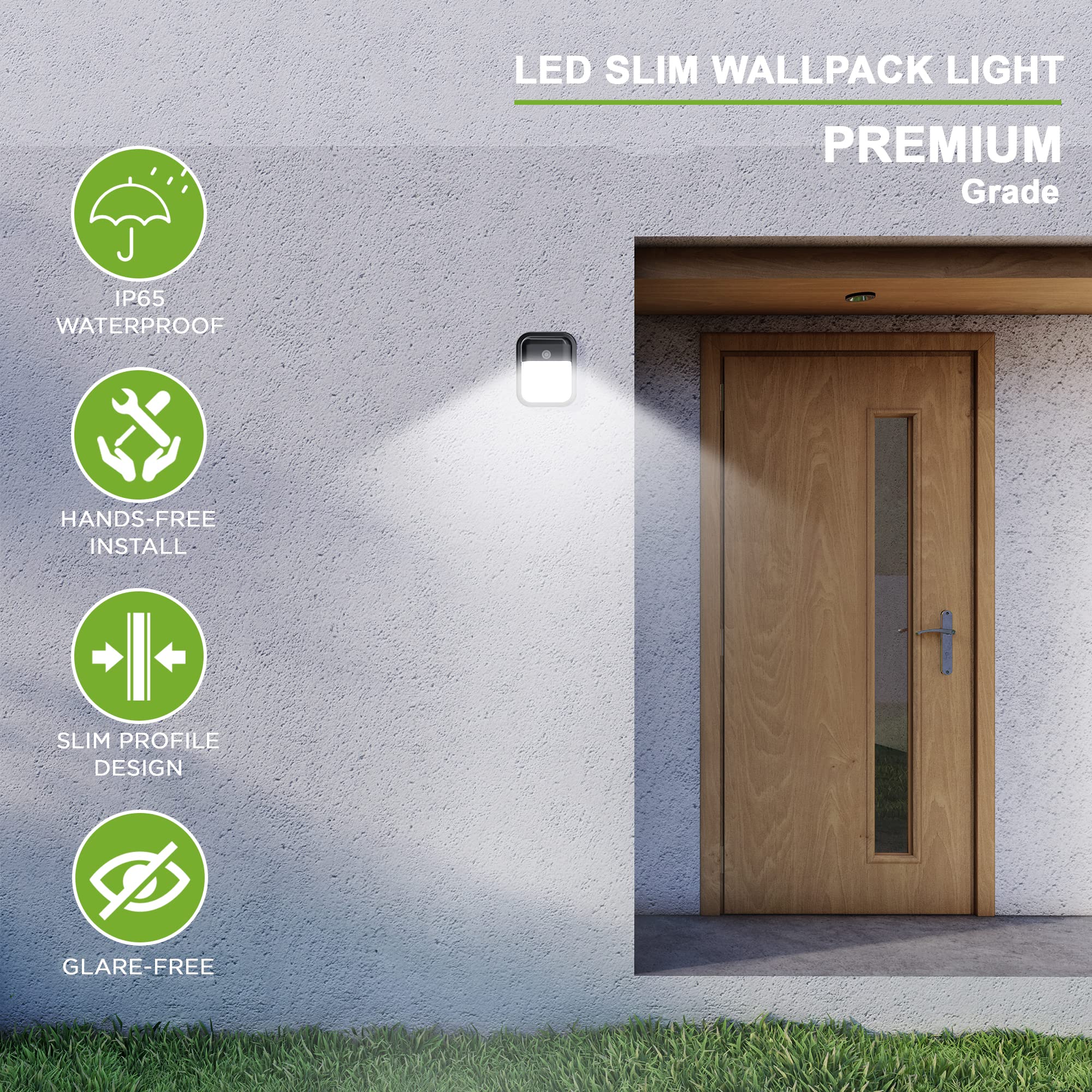 Modern Led Wall Pack Light Security Light With Dusk To Dawn Photocell Outdoor Wall Lantern For Patio, Porch, Hallway 12W 1000Lm