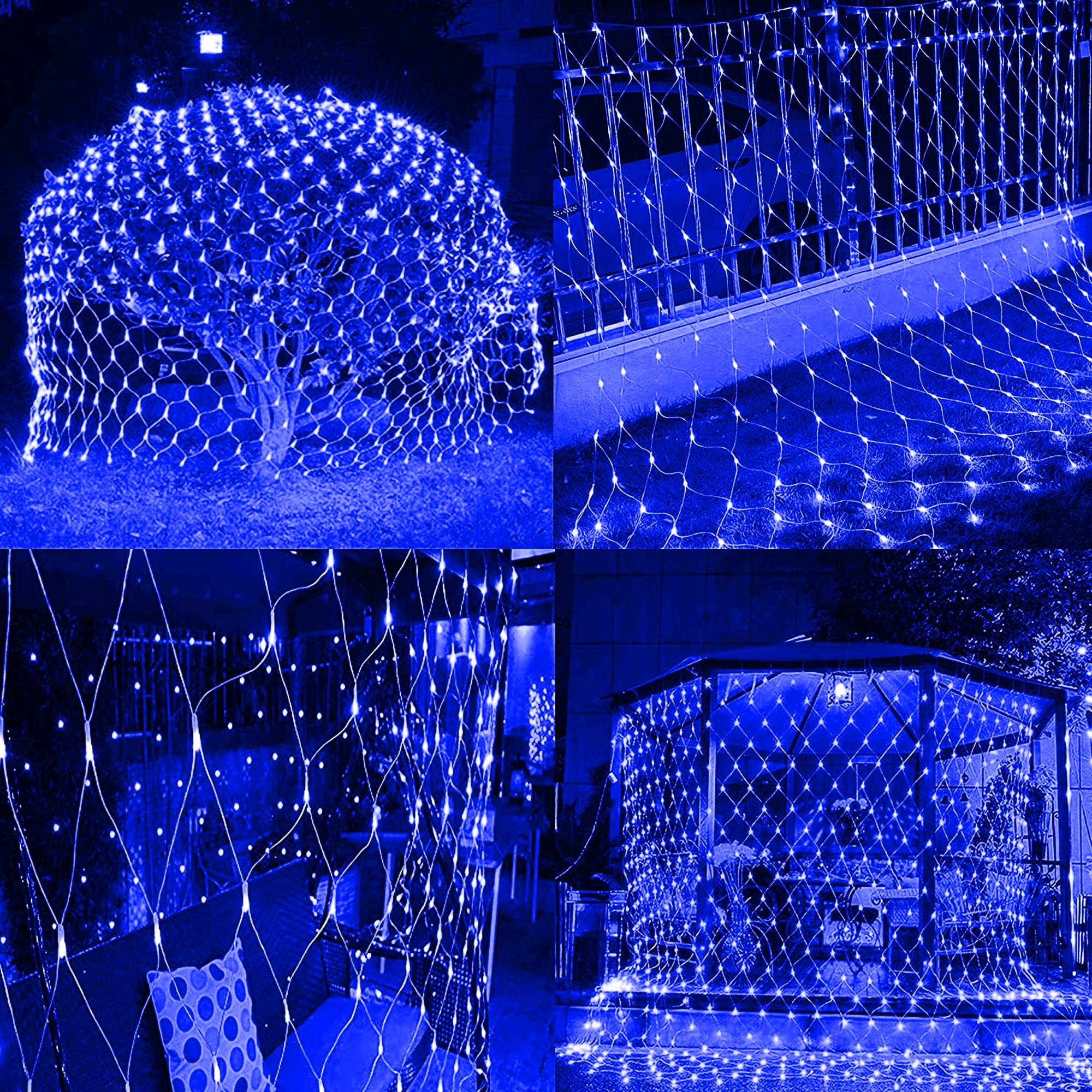 Funpeny 200 Led Christmas Net Lights 9.8Ft X 6.6Ft, Waterproof Blue Mesh Décor For