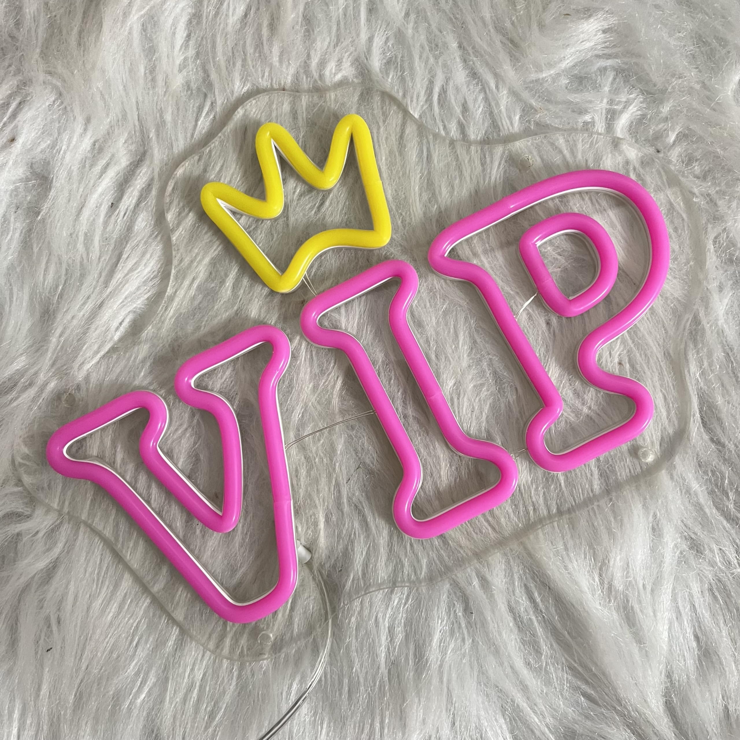 HDJSIGN Neon Sign - VIP Lounge Light Up Wall Decor, USB Powered, Pink, 12x8.62 inches, Model HD4567