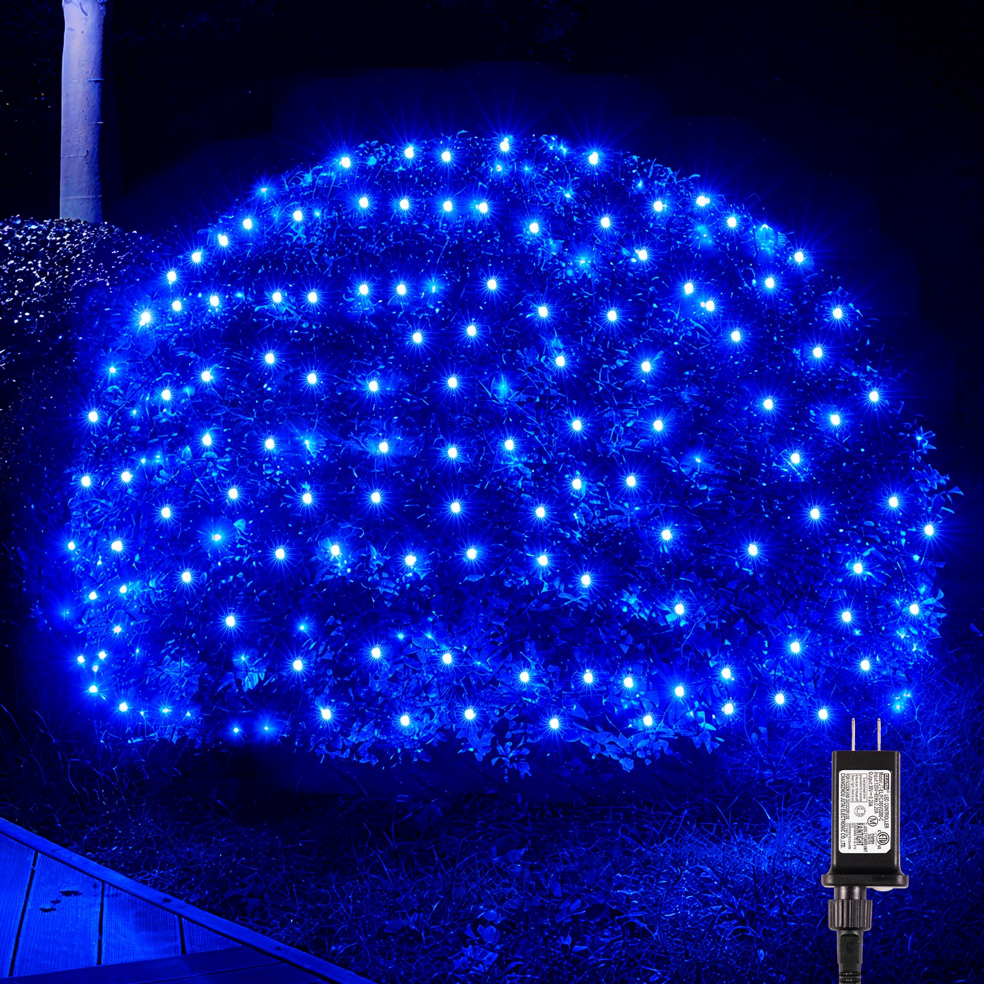 BlcTec Outdoor Christmas Lights 360 LED 9.8ft x 6.6ft Christmas Net Lights with 8 Modes  UL Certified  Timer  Connectable  Waterproof for Trees  Bushes  Shrubs  Yard Outdoor Xmas Decorations  Blue