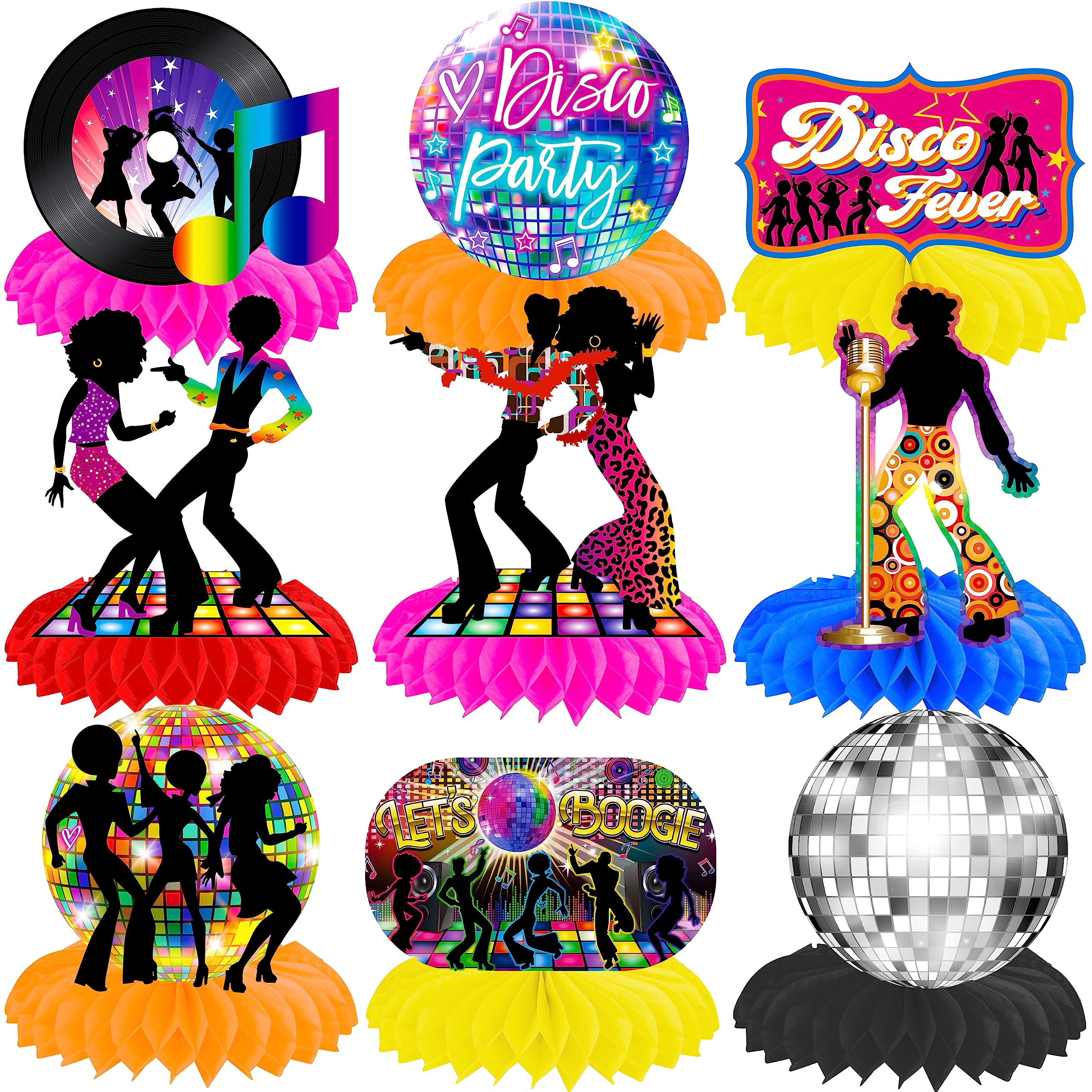 10Pcs 70s Disco Honeycomb Centerpieces Disco Fever Party Decorations Dancing Queen Party Table Centerpieces 70s Party Supplies 1