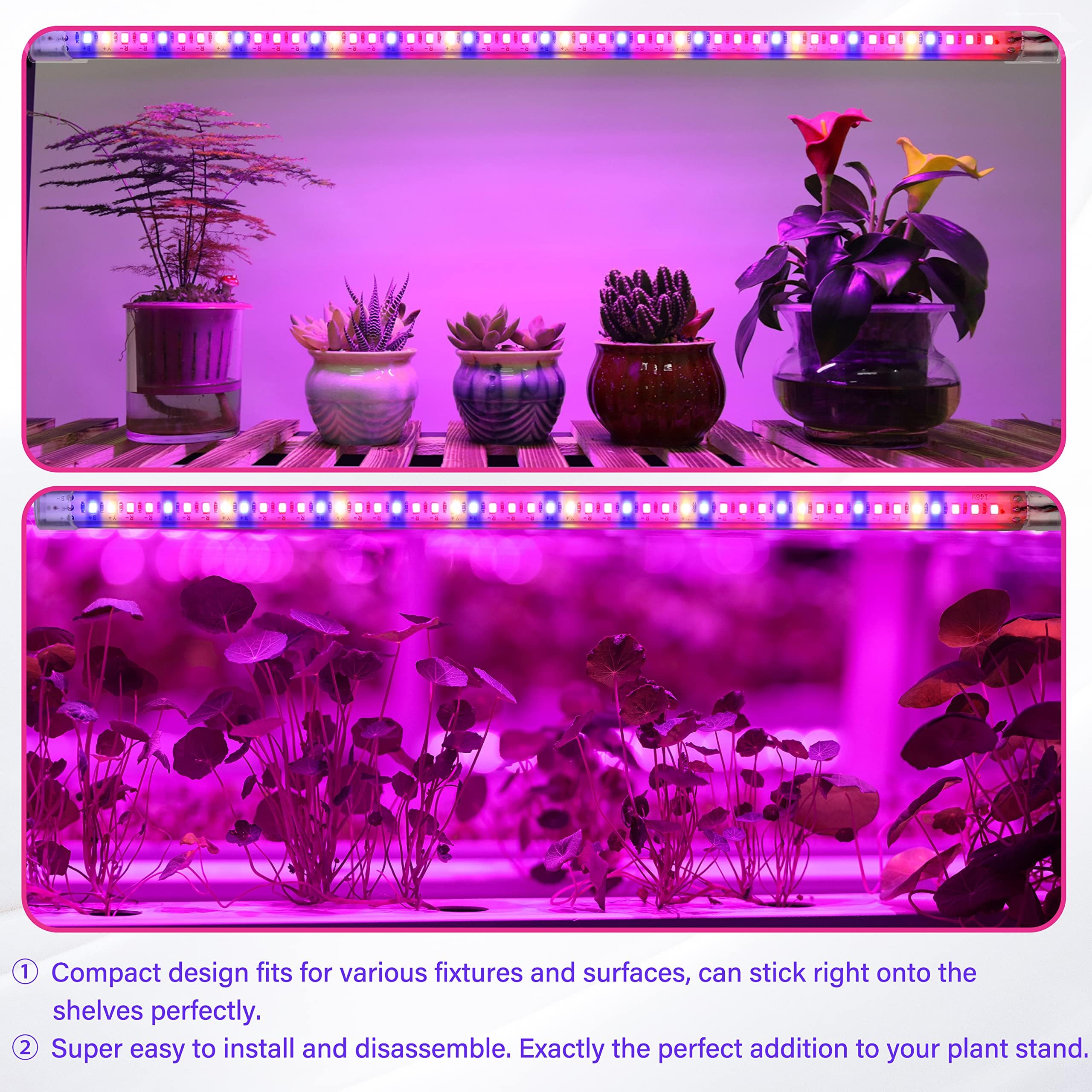 iPower 60W LED Grow Light Strips, Full Spectrum, 4 Tubes, 48 LEDs, Auto ON/OFF Timer, Dimmable, Mix Color