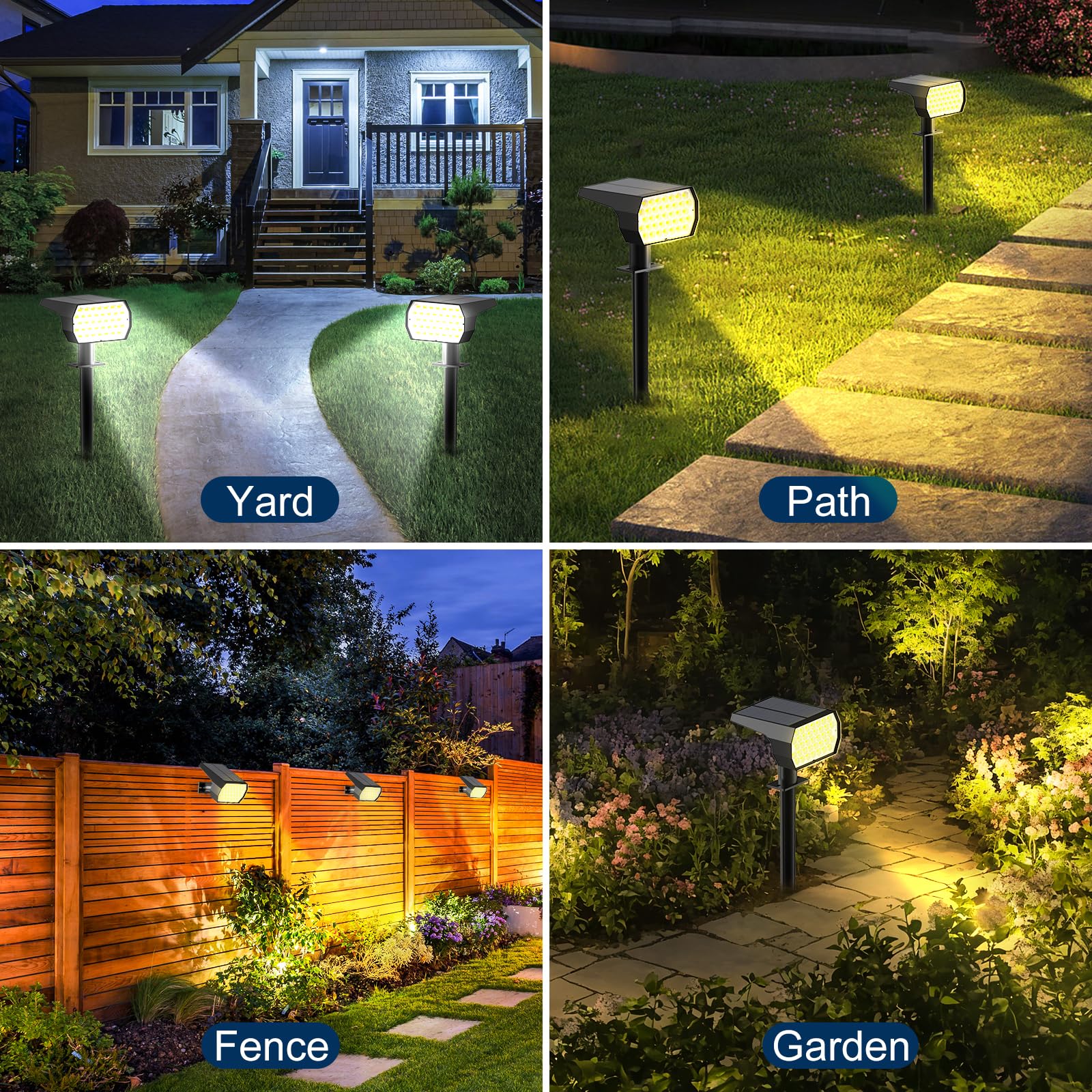 Ugecl Solar Spot Lights Outdoor, [4 Pack/7 Colors/37 Led] 2-In-1 Solar Landscape Spotlights, Ip65 Waterproof Auto On/Off Solar P