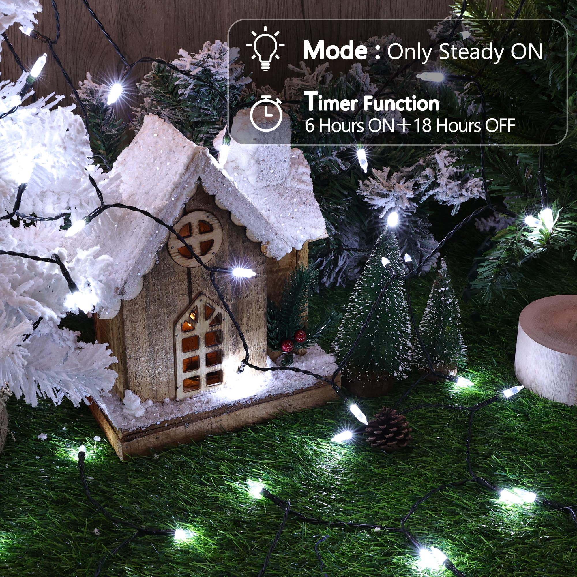 Lomotech Battery Operated Christmas Lights - 2 Pack Total 16Ft 50Leds Battery Mini String Lights With Timer For Home  Garden  Party  Holiday  Tree Decoration (Green Wire  White)