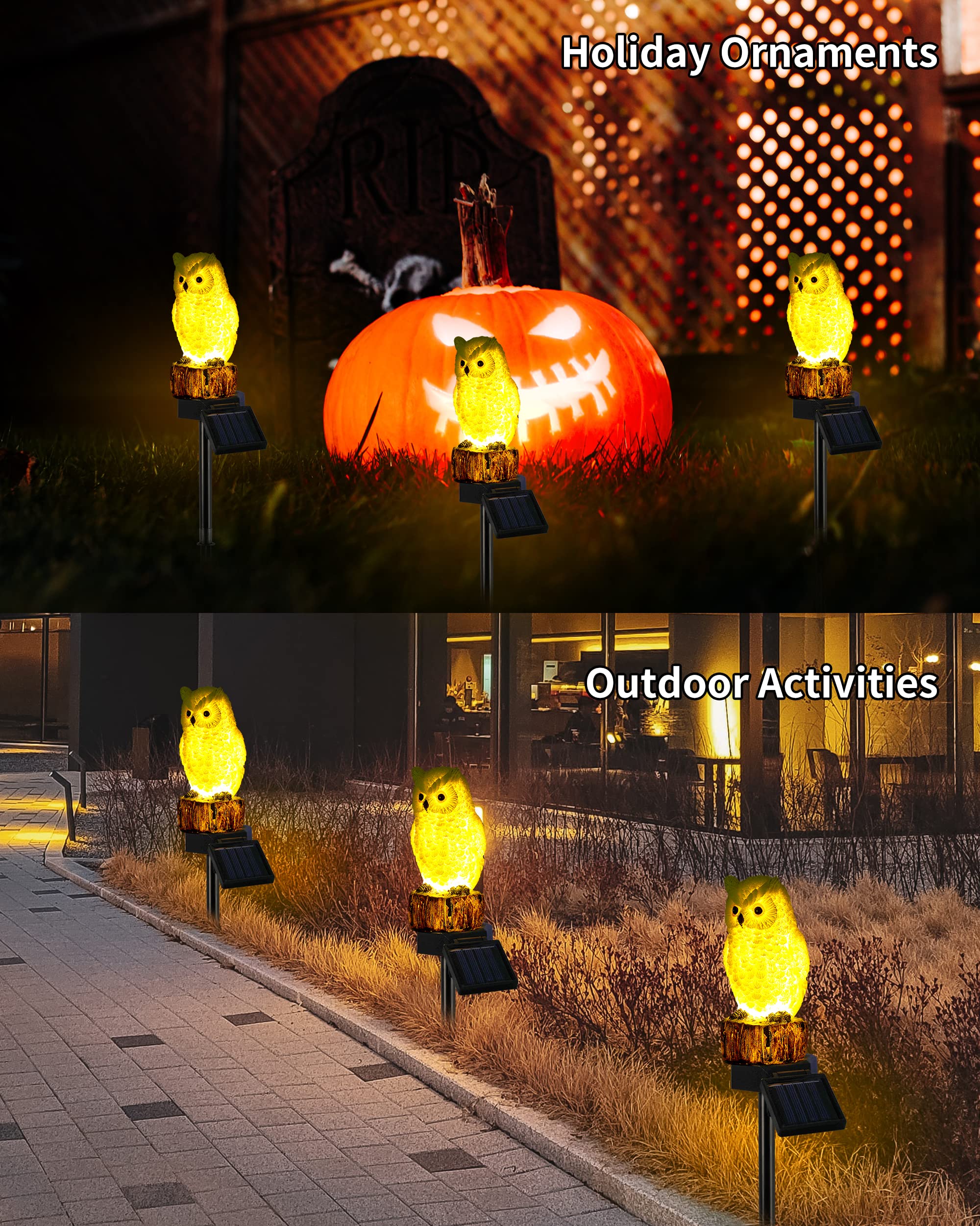 Istatue Owl Solar Decorative Garden Stake Lighting, Waterproof Cute Animal Outdoor Figurine Lights Ornament Statue Decor For Pathway, Patio, Lawn Housewarming (Owl)