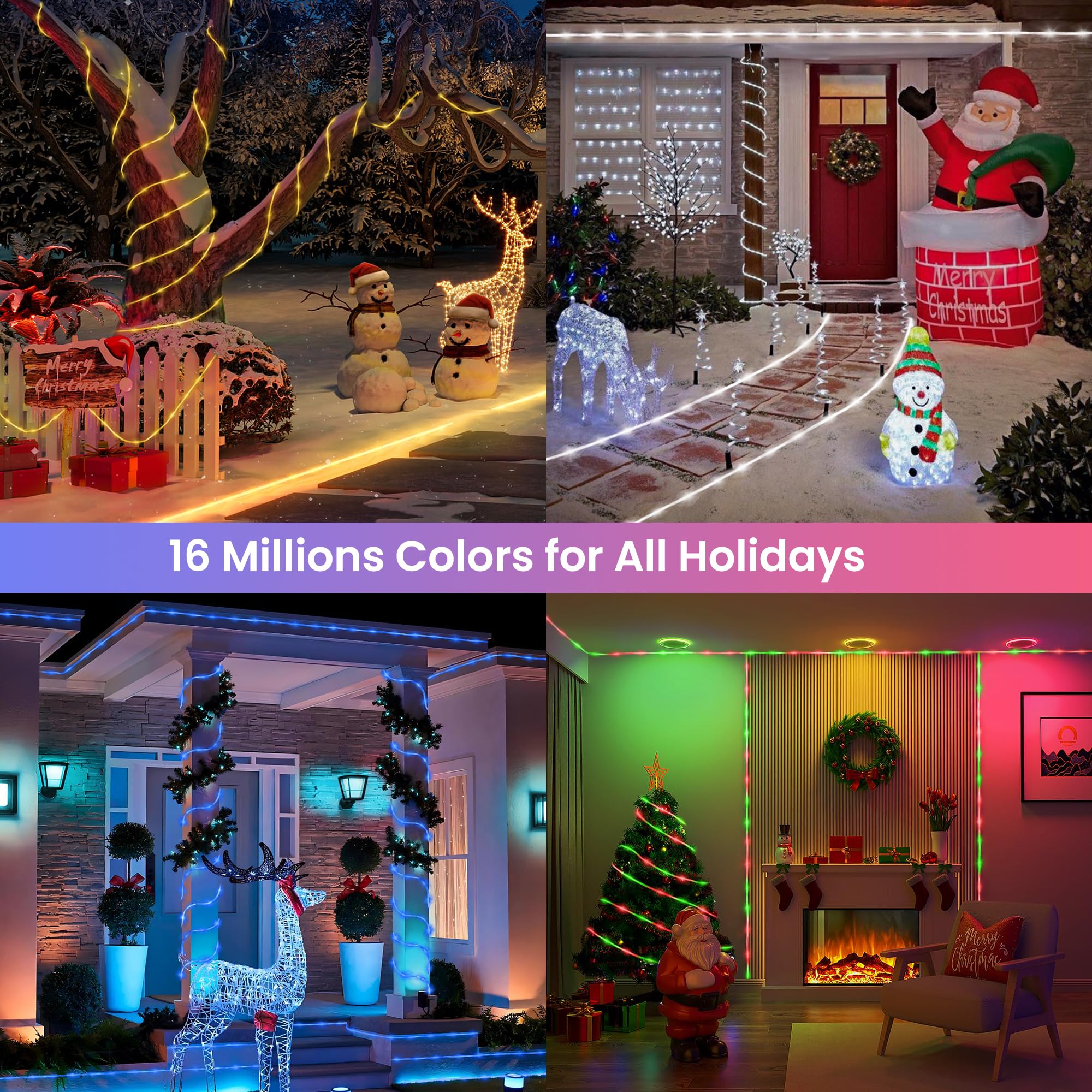 Jnaurb Rgb Color Changing Rope Lights Outdoor  100Ft 300Led Smart String Lights With Remote & App Control  Waterproof Music Sync Rope Lighting - Diy Flexible Tube Led Lights For Bedroom Garden Wedding