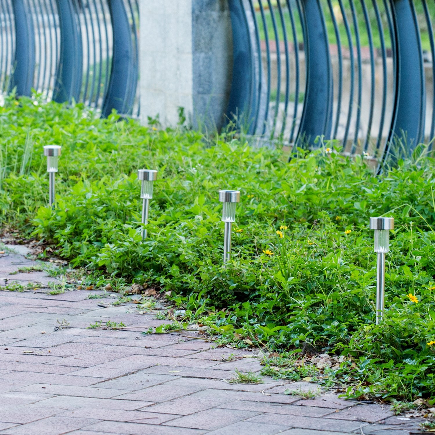 Wellgium Solar Lights Outdoor, 12-Pack Stainless Steel Landscape Pathway Lighting - Warm White