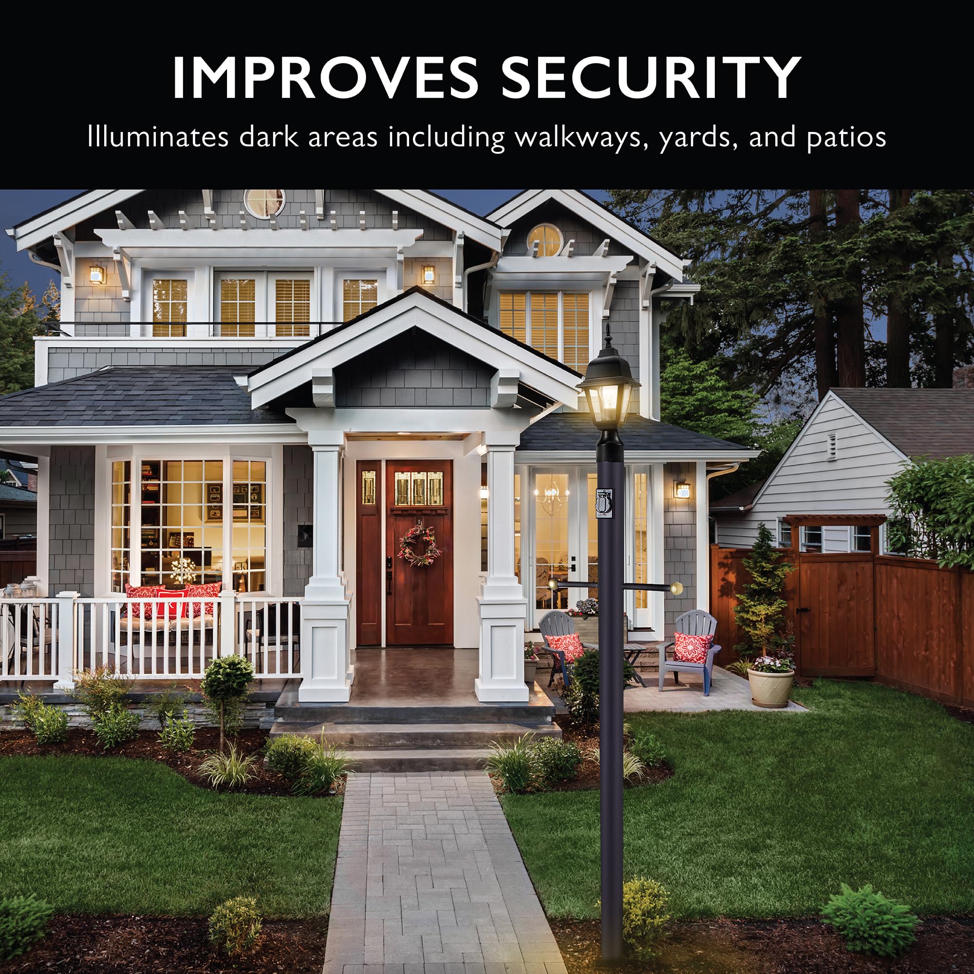 Maple Street Outdoor Post Light With Clear Glass, Wet Rated For Driveway, Patio, And Garden - Design House, 507509