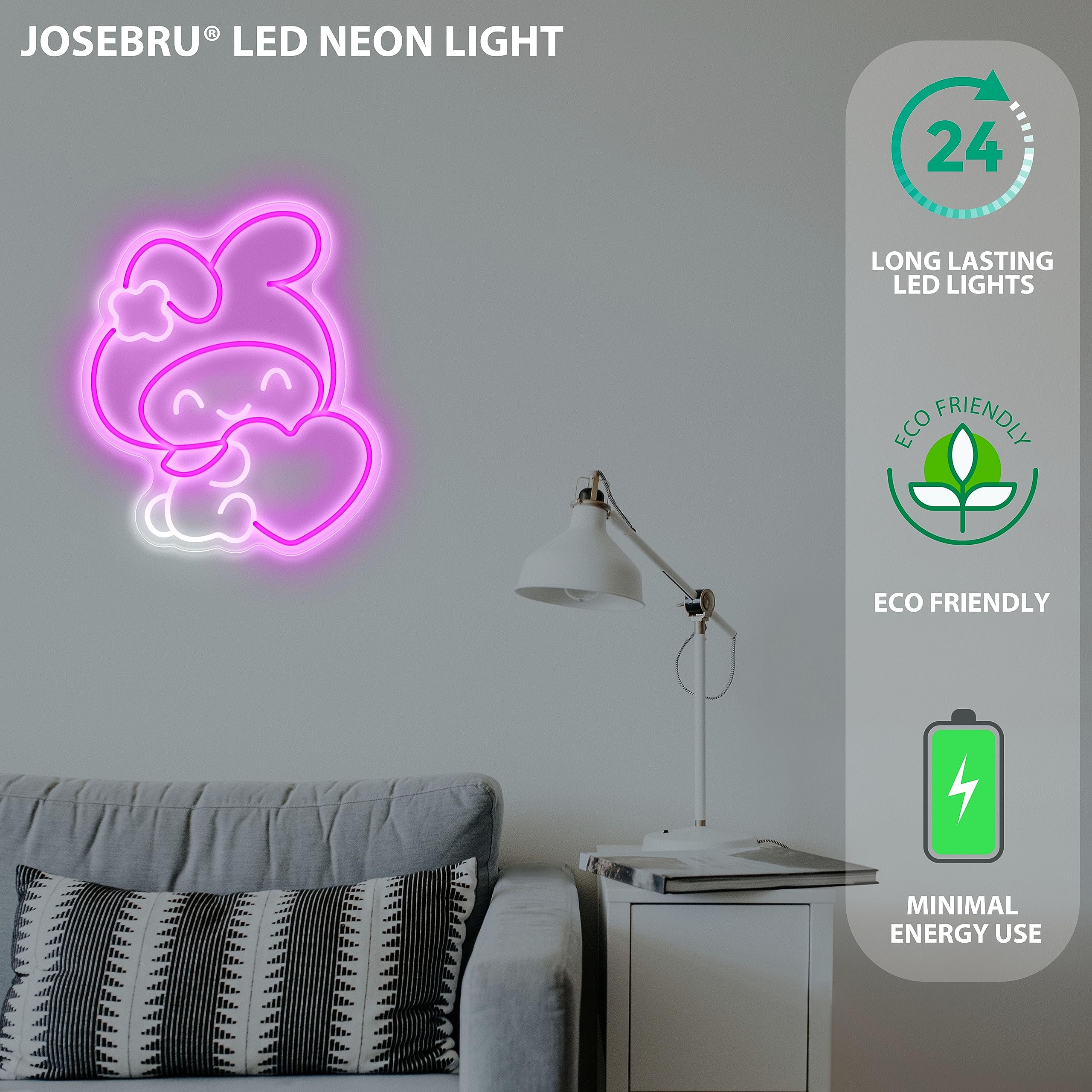 JOSEBRU Melody Neon Sign - Anime Wall Decor Light, 11.65inx13.78in, White/Red/Yellow, Ideal for Bedroom/Game Room/Kids Decor