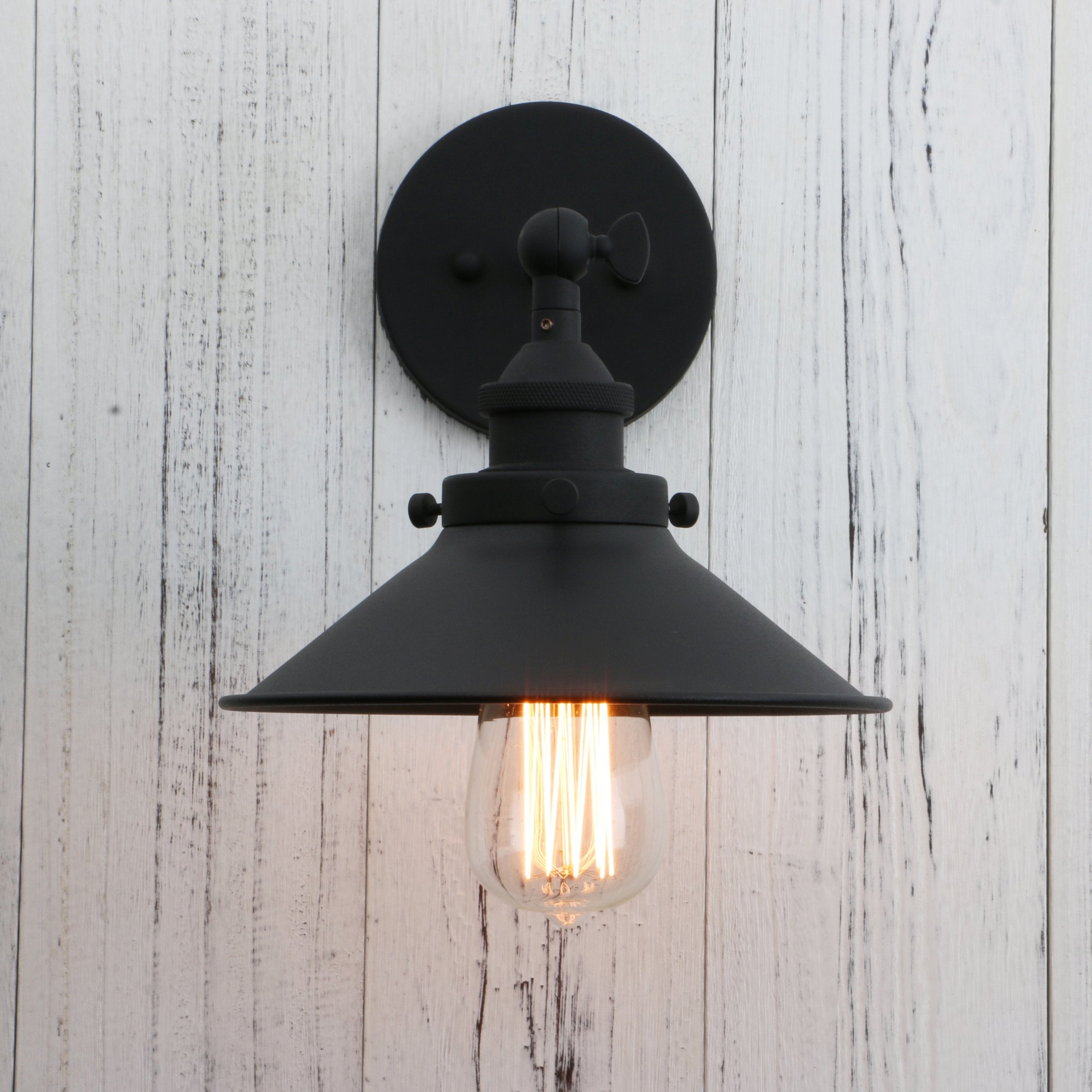 Permo Vintage Industrial Metal Wall Sconce Lighting 180 Degree Adjustable Wall Lamp (Black)