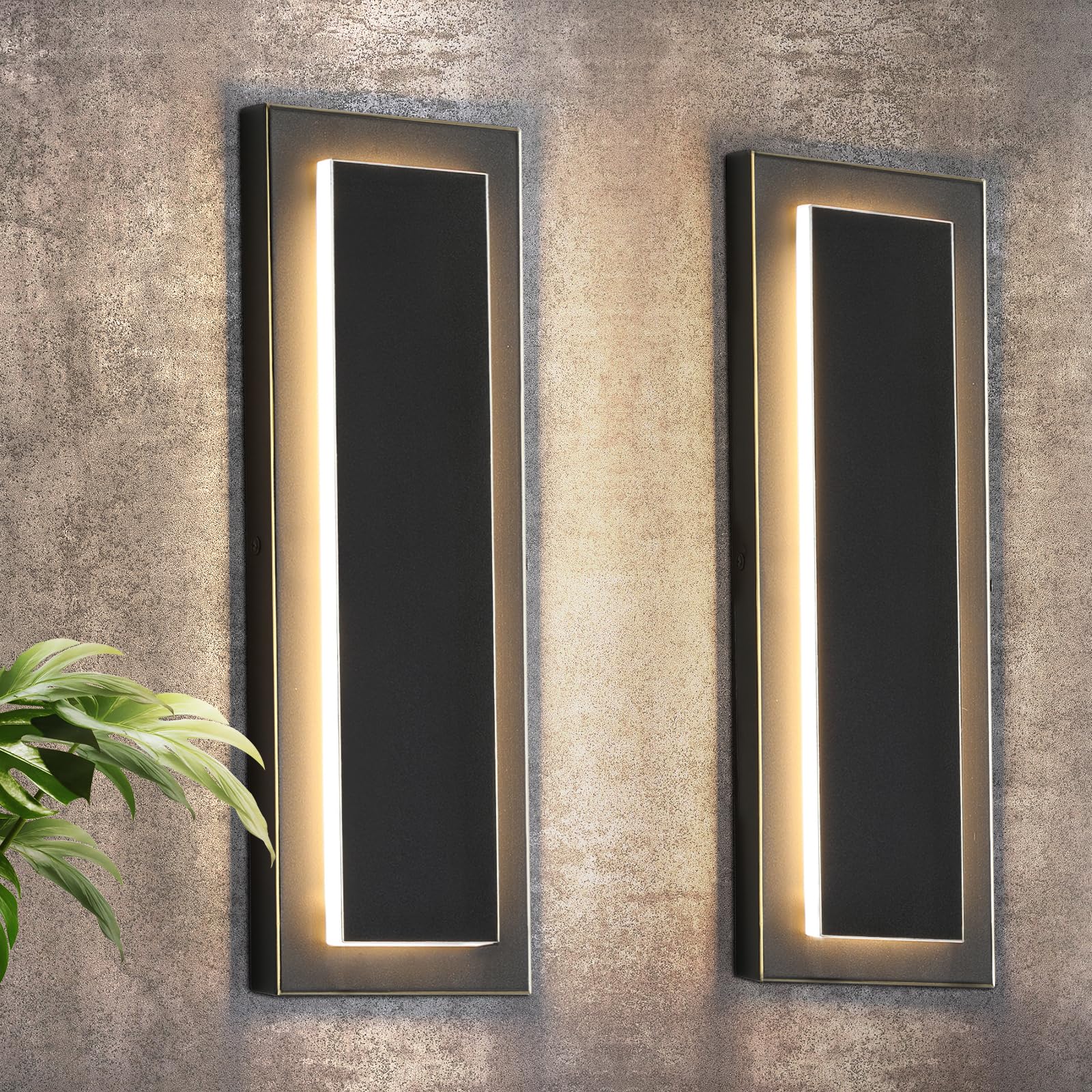 tewei 2 Pack LED Outdoor Wall Lights, 15.7'' Modern Outdoor Indoor Wall Sconce Large Exterior Lighting Fixtures Outside Front Do