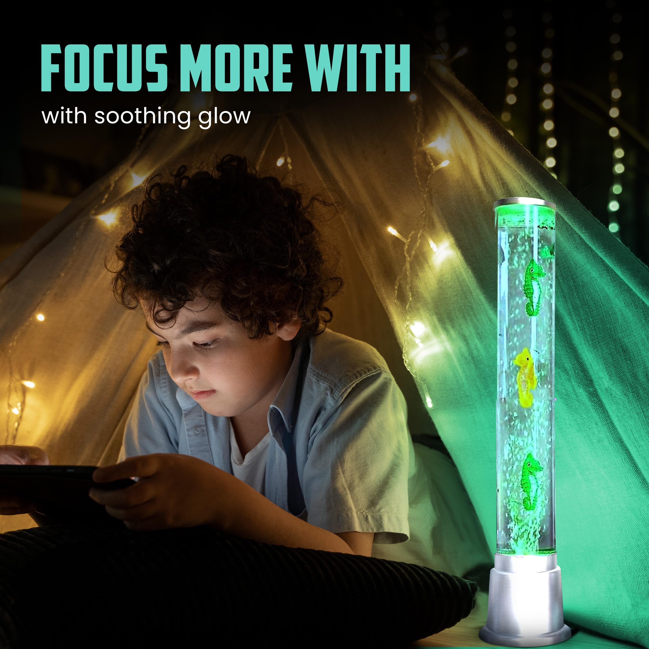 SHOP LC Seahorse Bubble Lights Lamp - 6 LED Color Changing Night Light, 23.5 inches, Moving Fish Tank, Kids Home Decor, Model 7504627