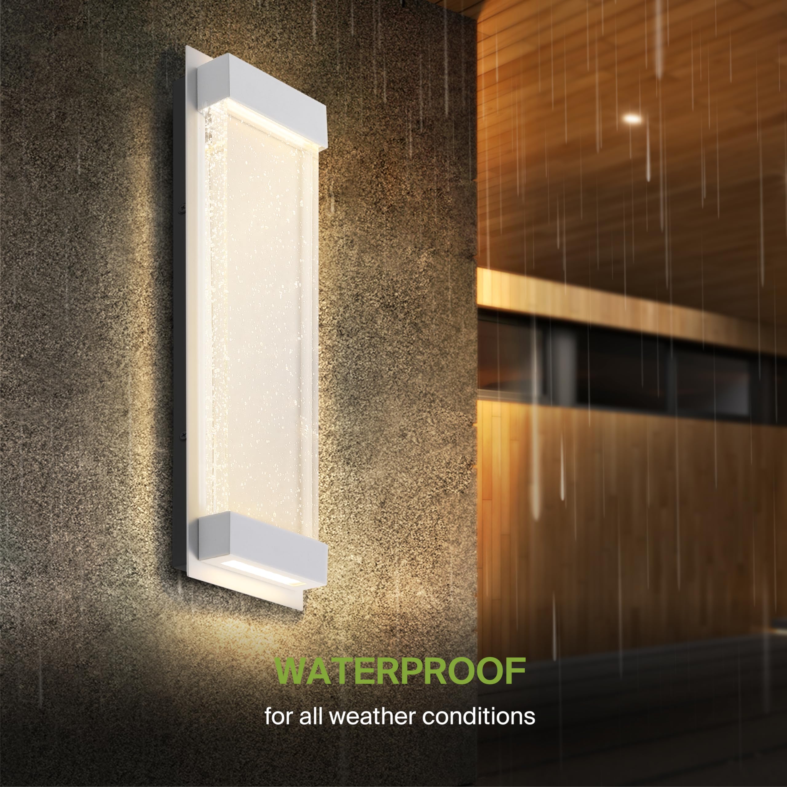 Asd Led 18 Bubble Glass Wall Light Fixture  Outdoor & Indoor Seeded Sconce | 3Cct  Waterproof  Dimmable  Up-Down Glow  Etl Listed | 22W 520Lm 3000-5000K 100-277V | Porch Lighting | White  2 Pack
