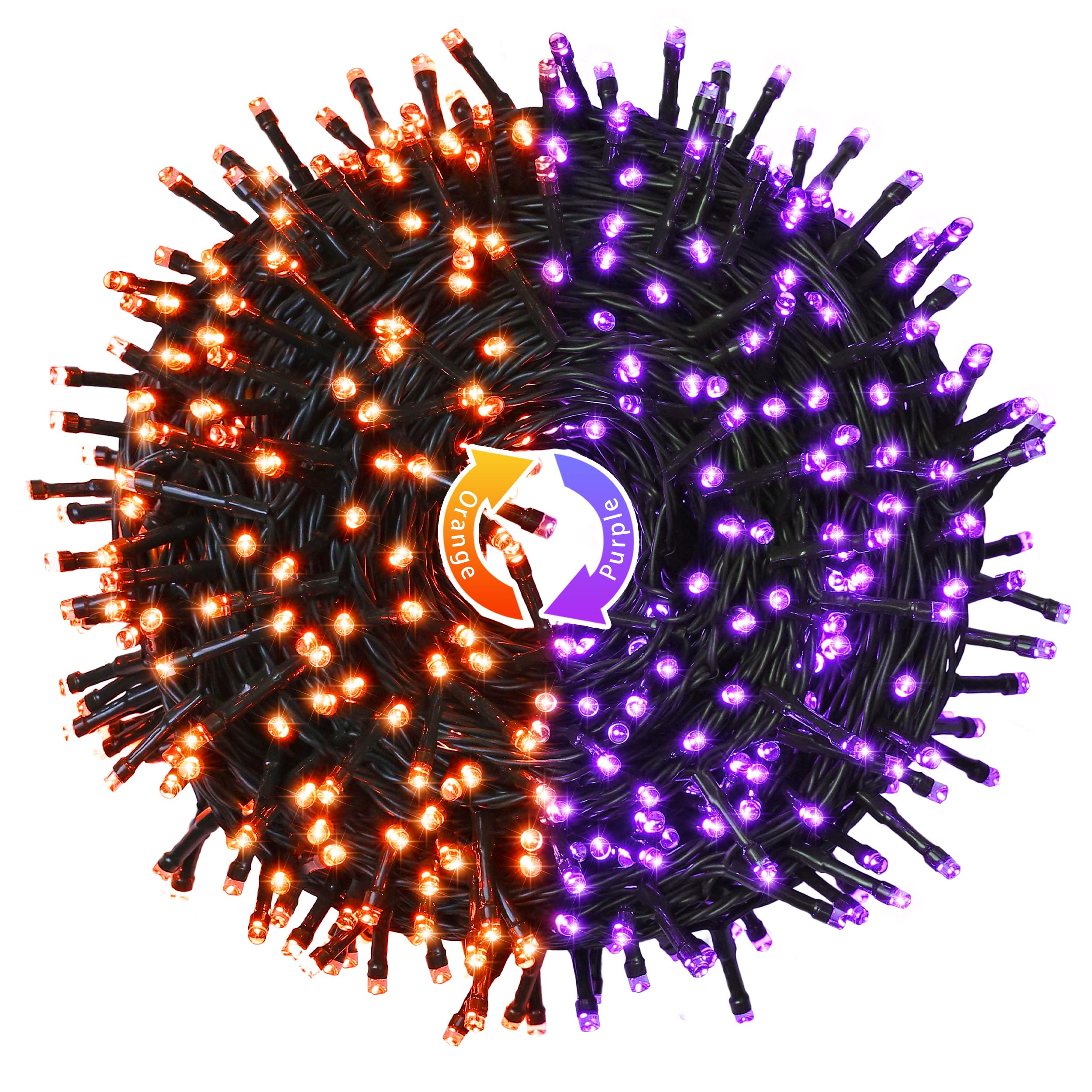 JMEXSUSS Halloween String Lights, 250 LED, Color Changing, Orange & Purple, 15 Modes, Waterproof, Remote Control, Model EXS-S-0250-R