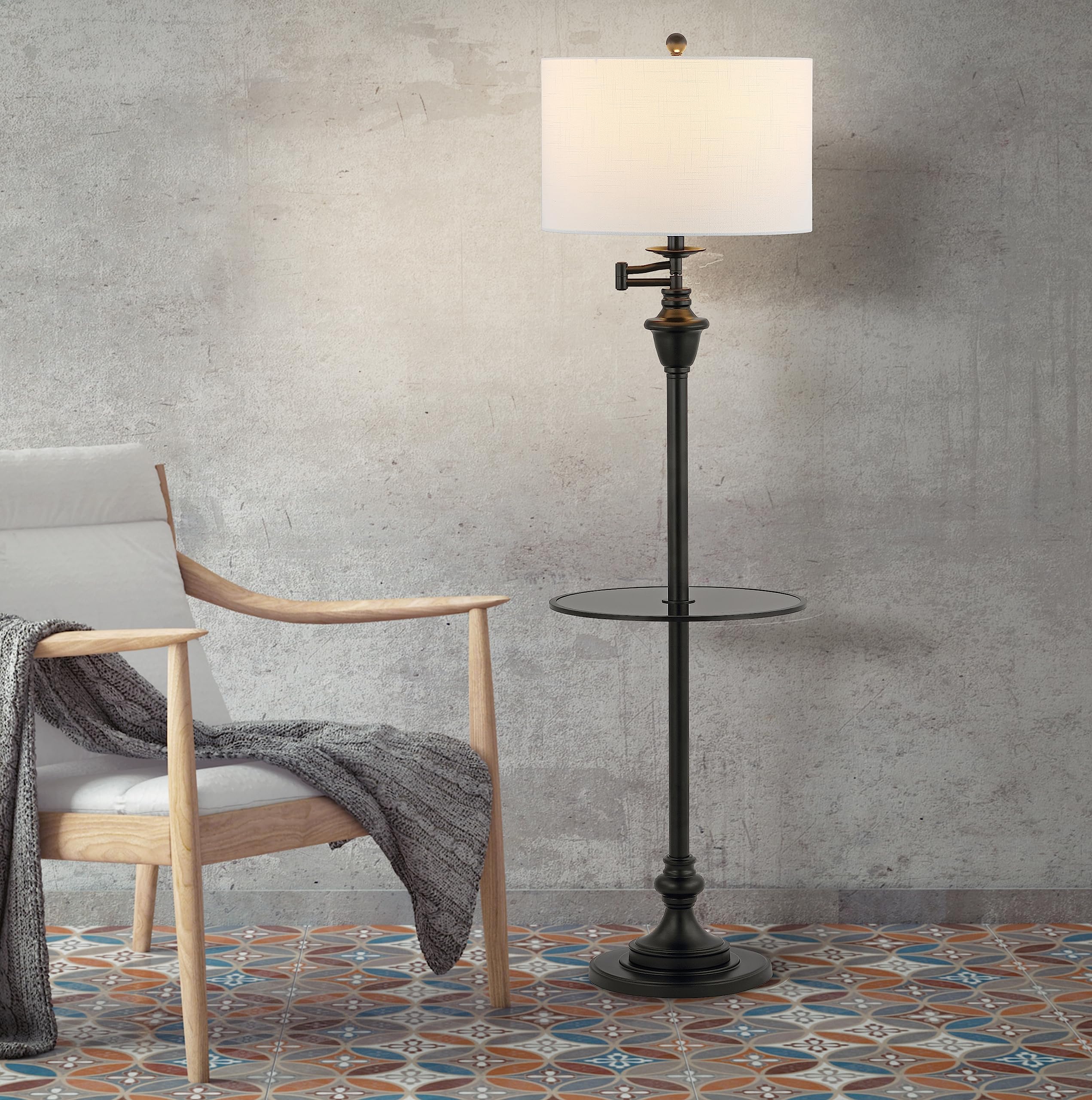 Jonathan Y Cora 60 Metal/Glass Led Side Table & Floor Lamp, Black, Model Jyl3055D, Contemporary & Transitional Design For Any Room