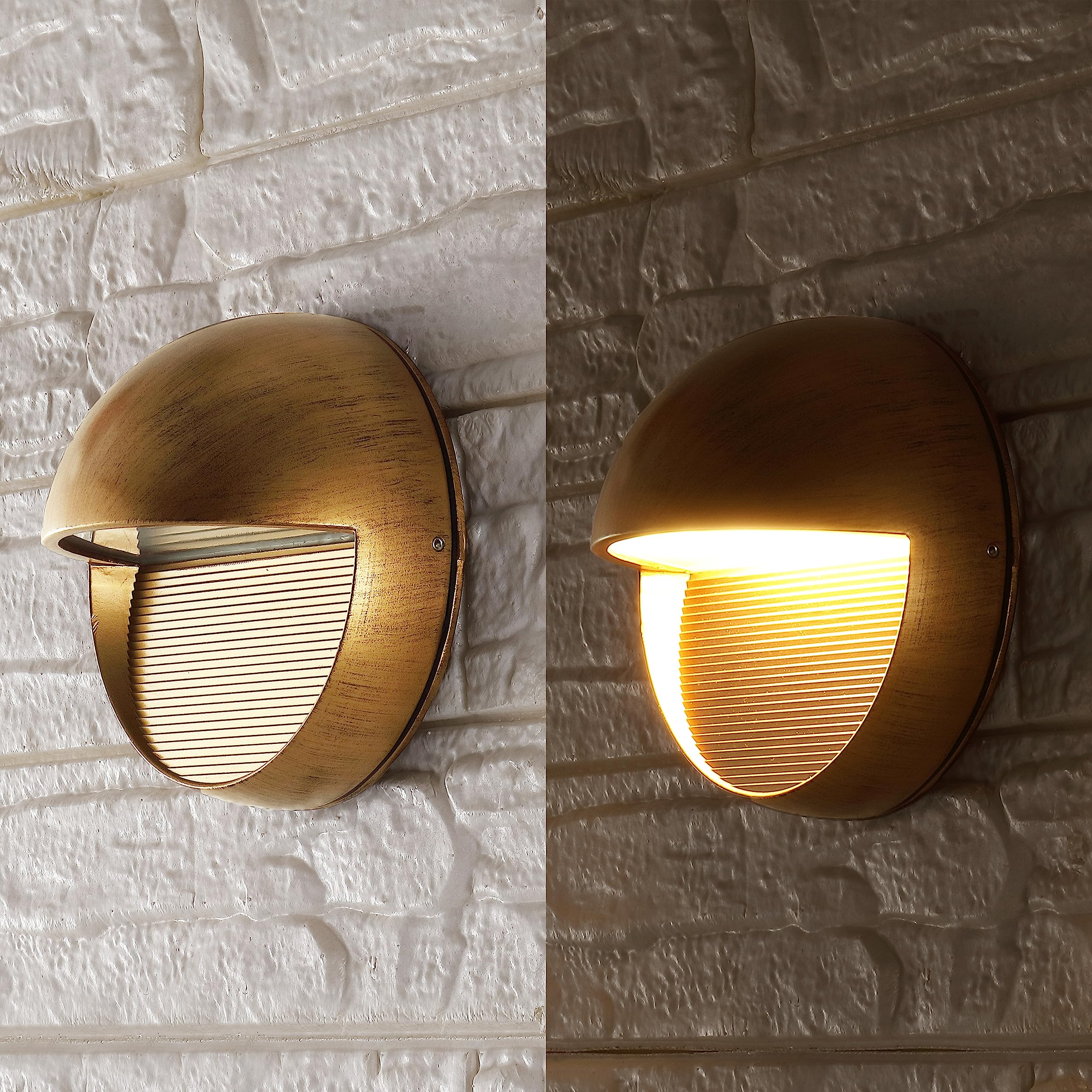 JONATHAN Y Orbe LED Wall Sconce, 6.25" Antique Gold Metal/Glass, Model JYL7441B, Contemporary Scandinavian Design