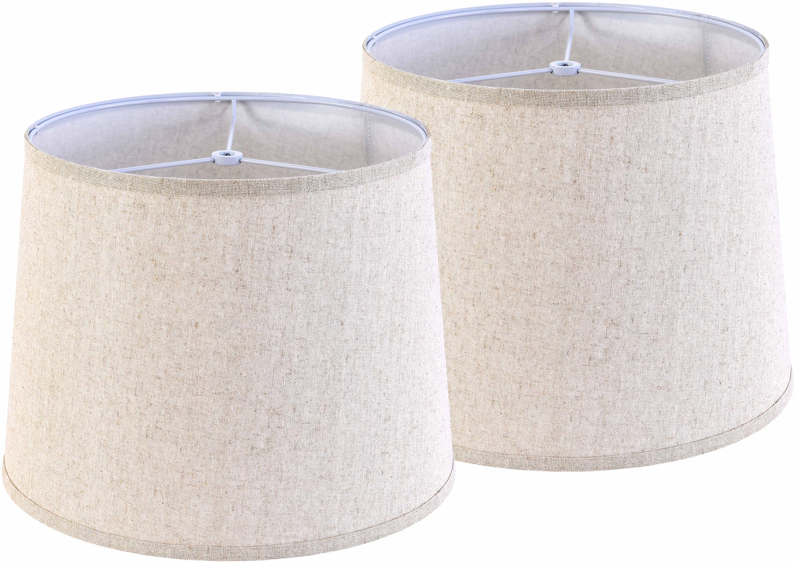 Go&So Drum Lamp Shades Set Of 2 Medium Beige Lampshade For Table Lamps-11" Top X 13" Bottom X 10" High(Spider),Oatmeal Linen Shade -Replacement Lamp Shade Modern, Diy Pendant Light,Easy Assembly