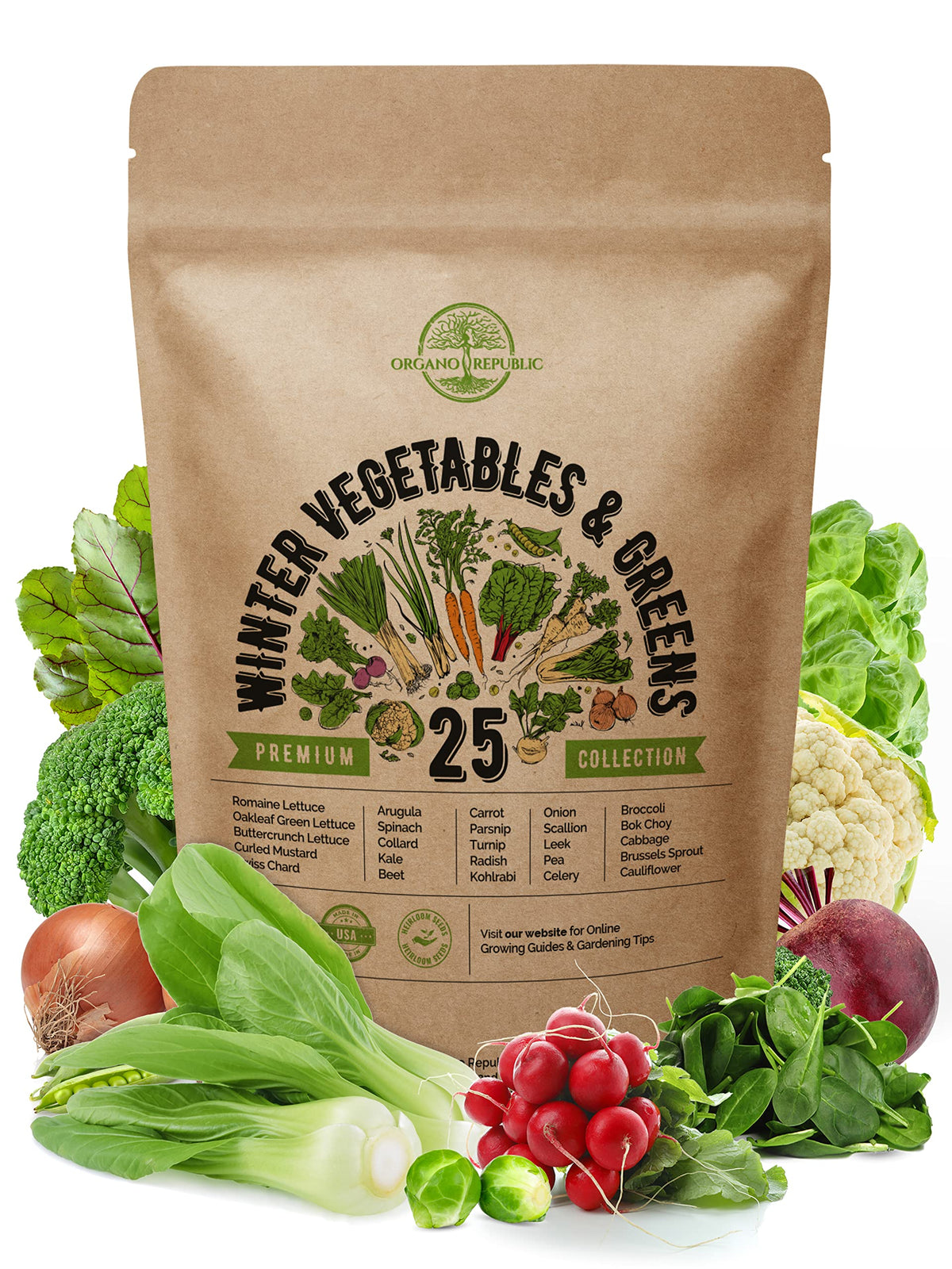 25 Winter Vegetable Garden Seeds Variety Pack For Planting Outdoors  Indoor Home Gardening 6500 Non-Gmo Heirloom Veggie Seeds: B