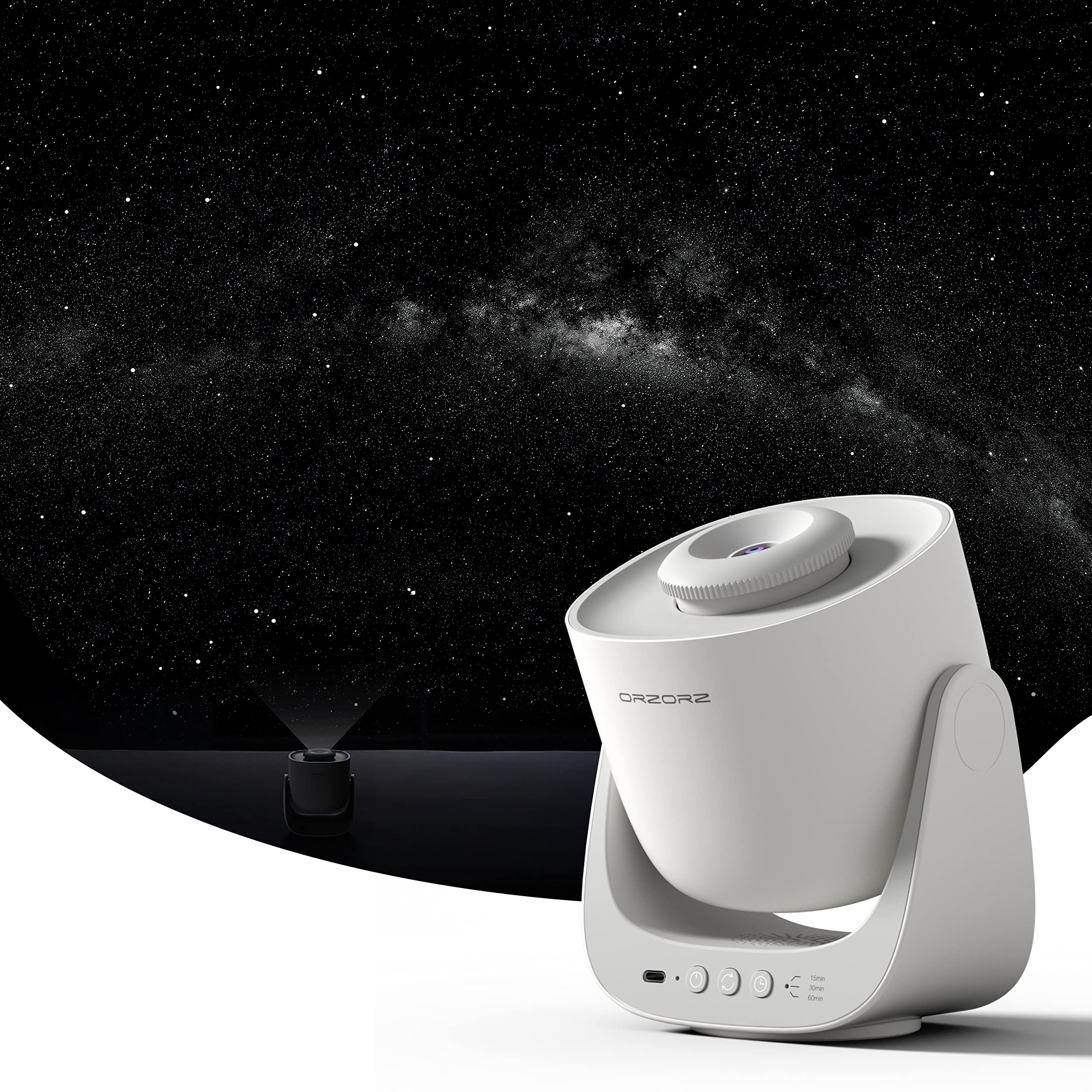 Orzorz Star Projector Galaxy Night Light, Rechargeable Battery, White, Home  tarium Decor for Kids and mature-themeds